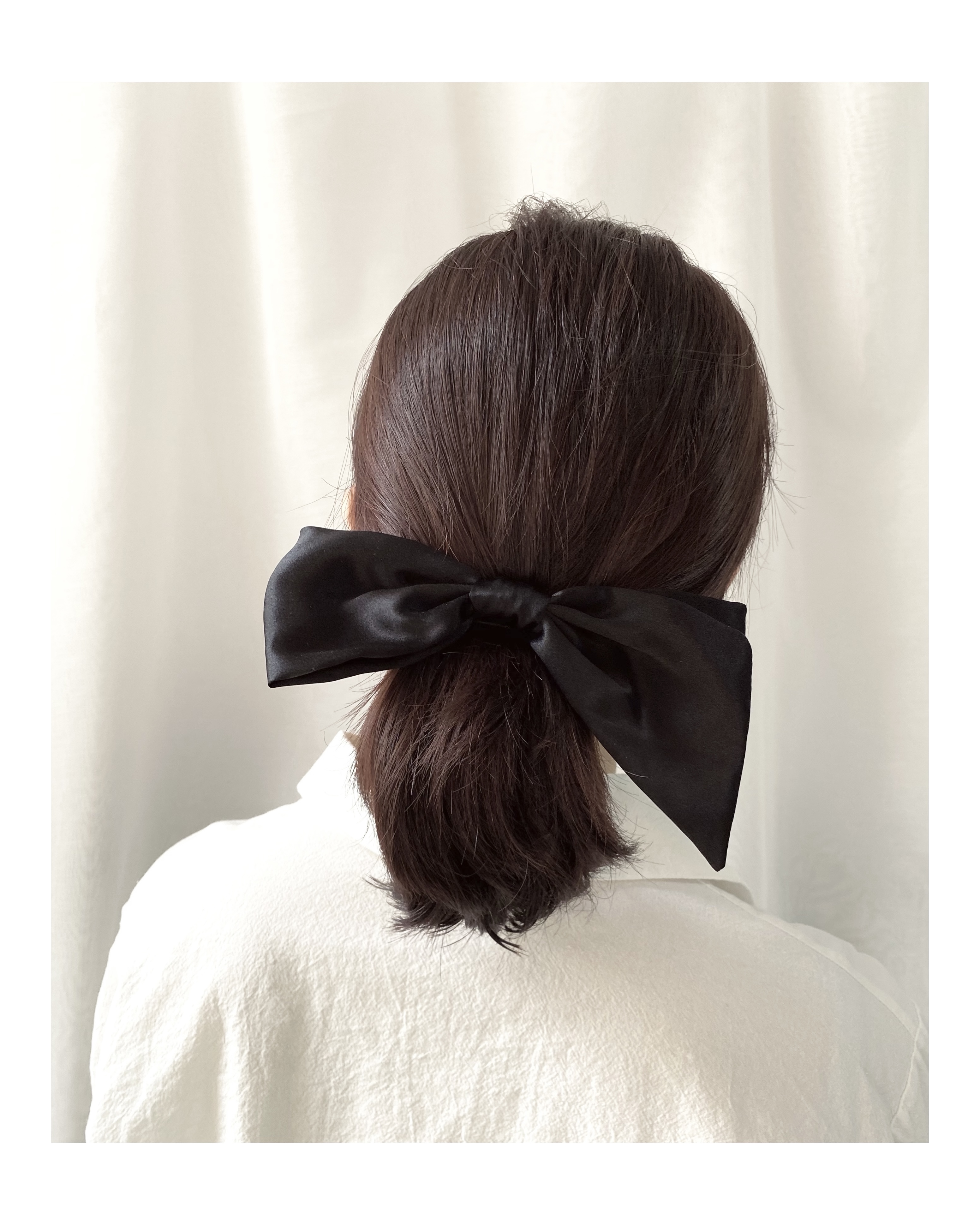100% silk black ribbon hair clip no.28