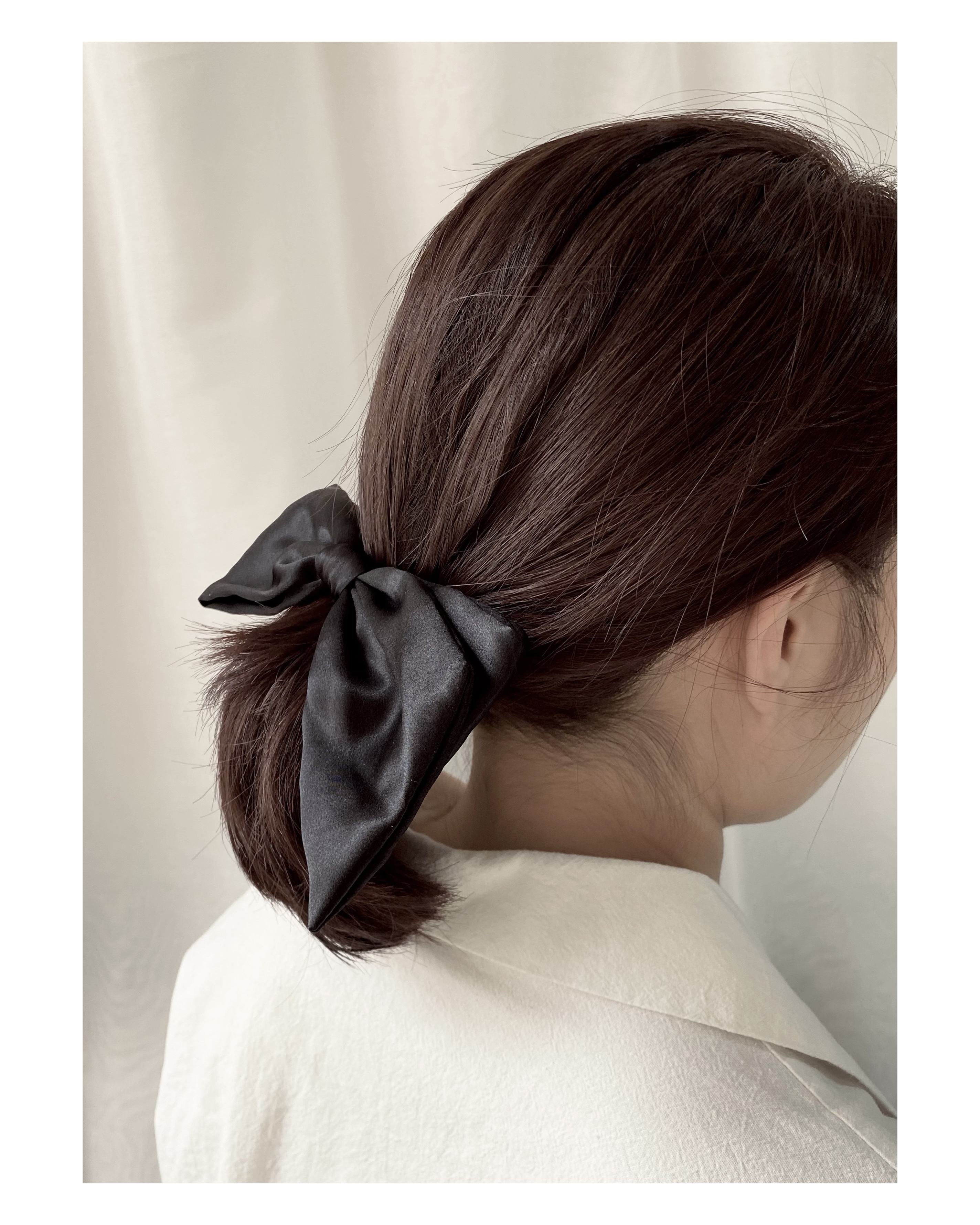 100% silk black ribbon hair clip no.28