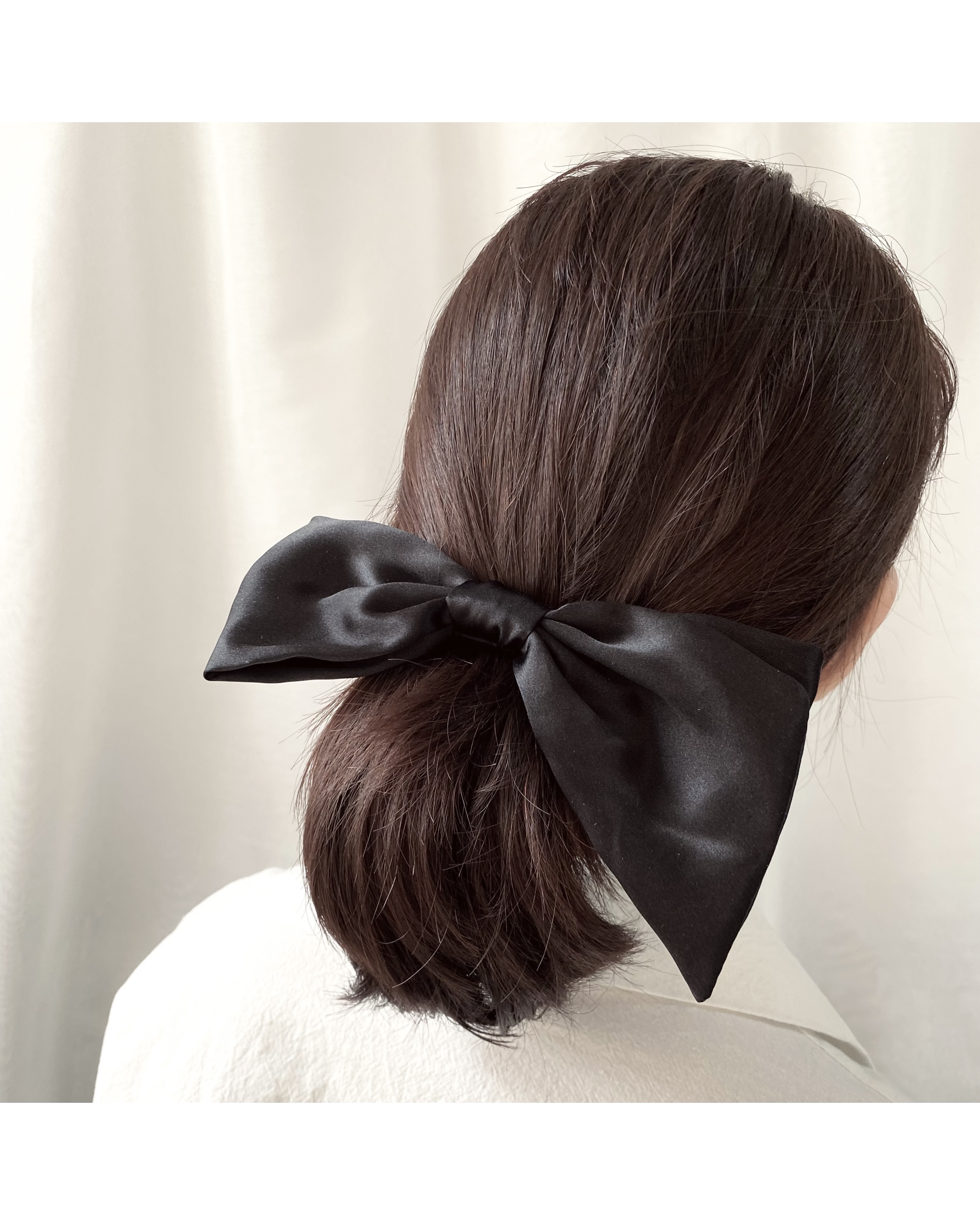100% silk black ribbon hair clip no.28