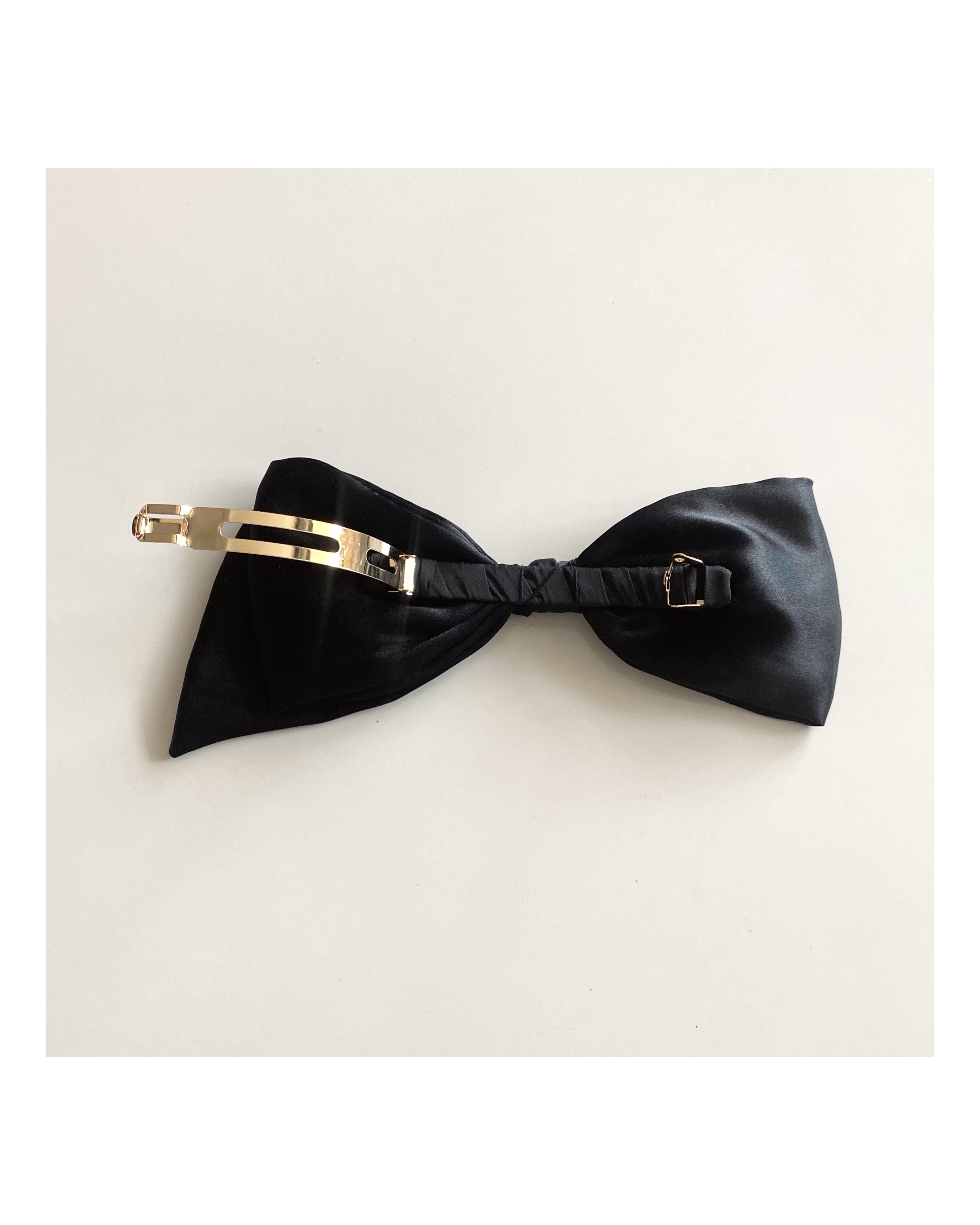 100% silk black ribbon hair clip no.28
