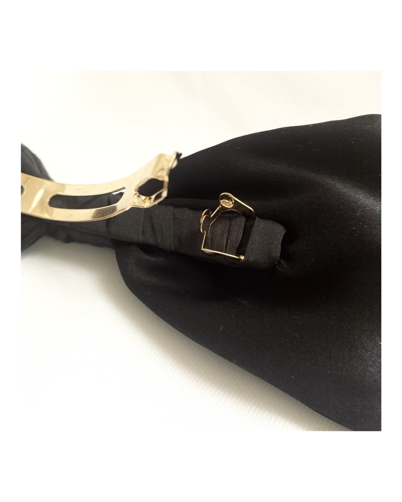 100% silk black ribbon hair clip no.28
