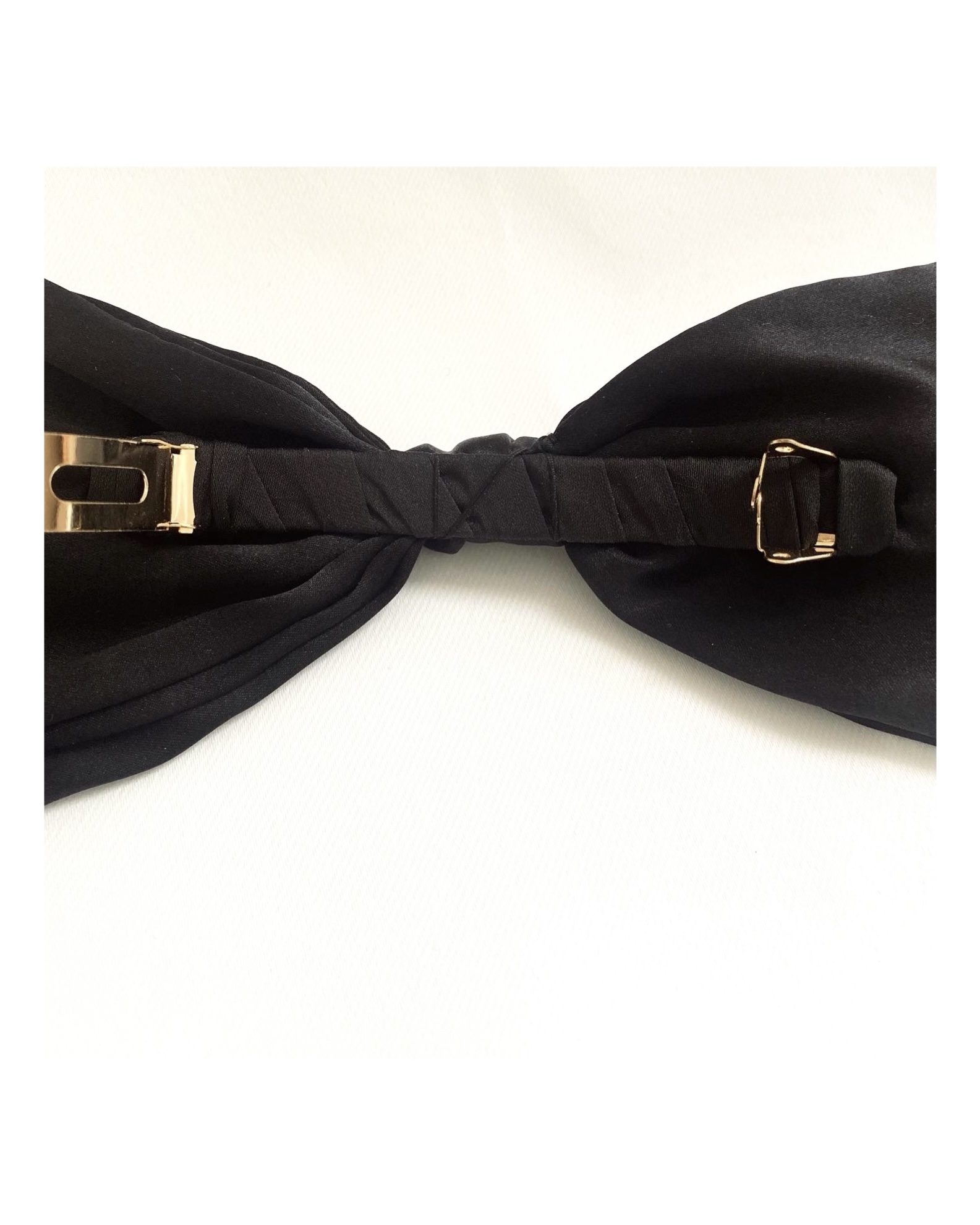 100% silk black ribbon hair clip no.28