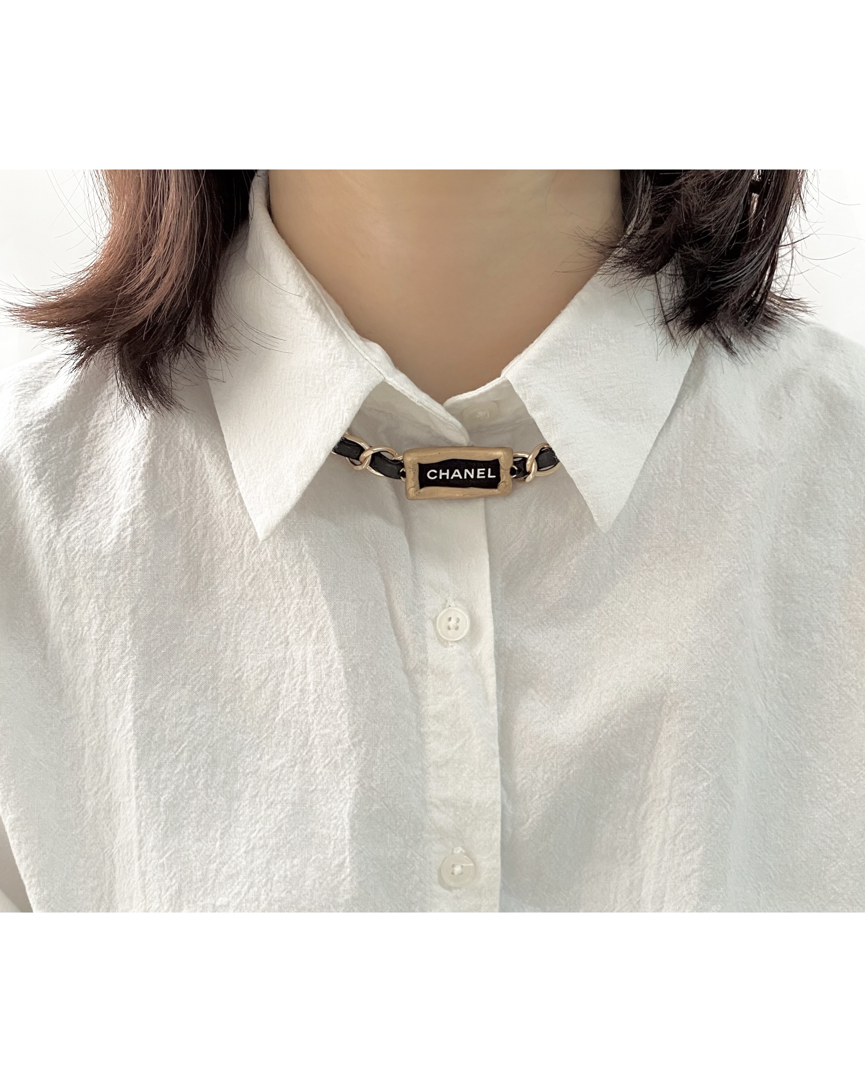Leather chain Initial cham strap (ver. gold) no.30