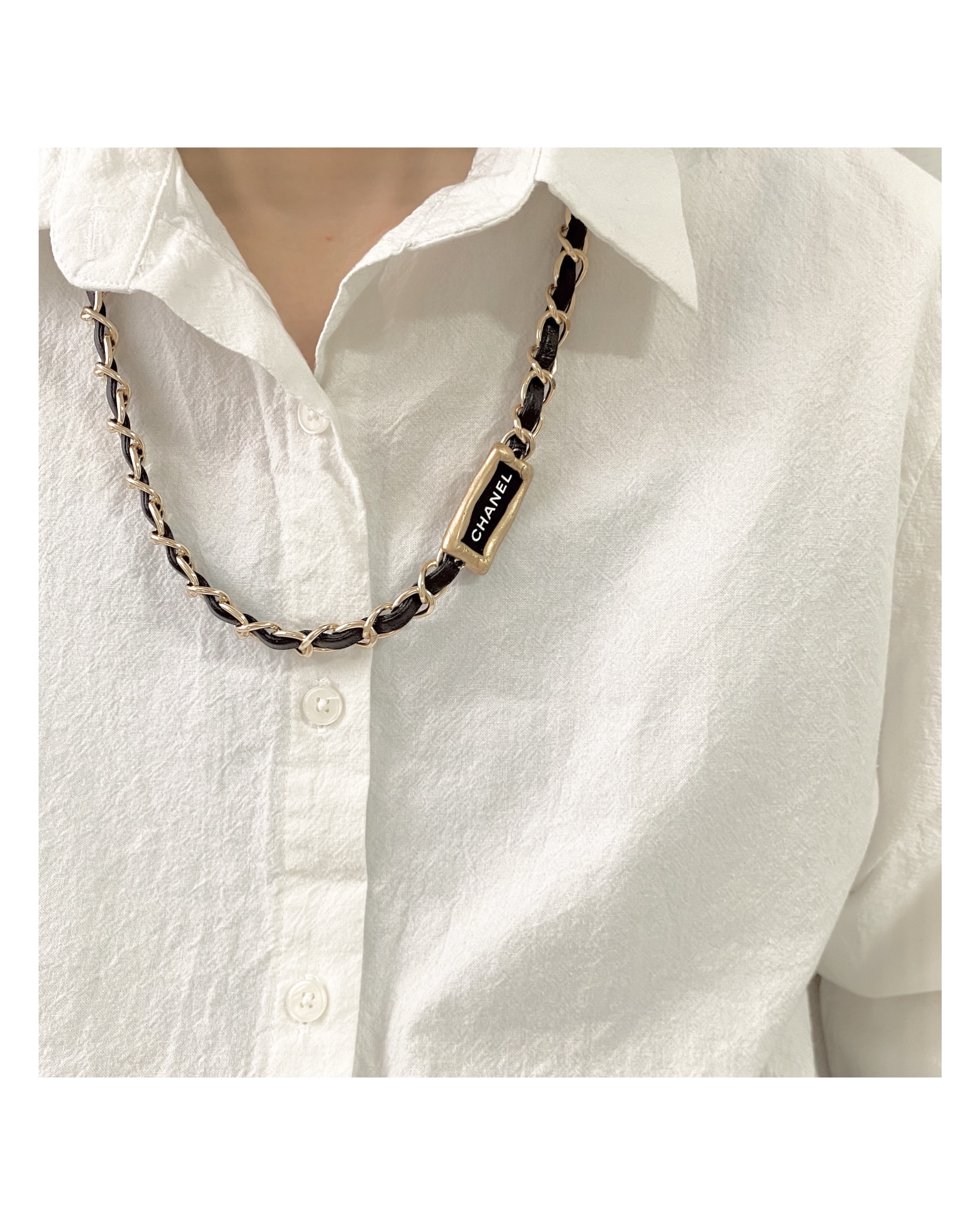 Leather chain Initial cham strap (ver. gold) no.30