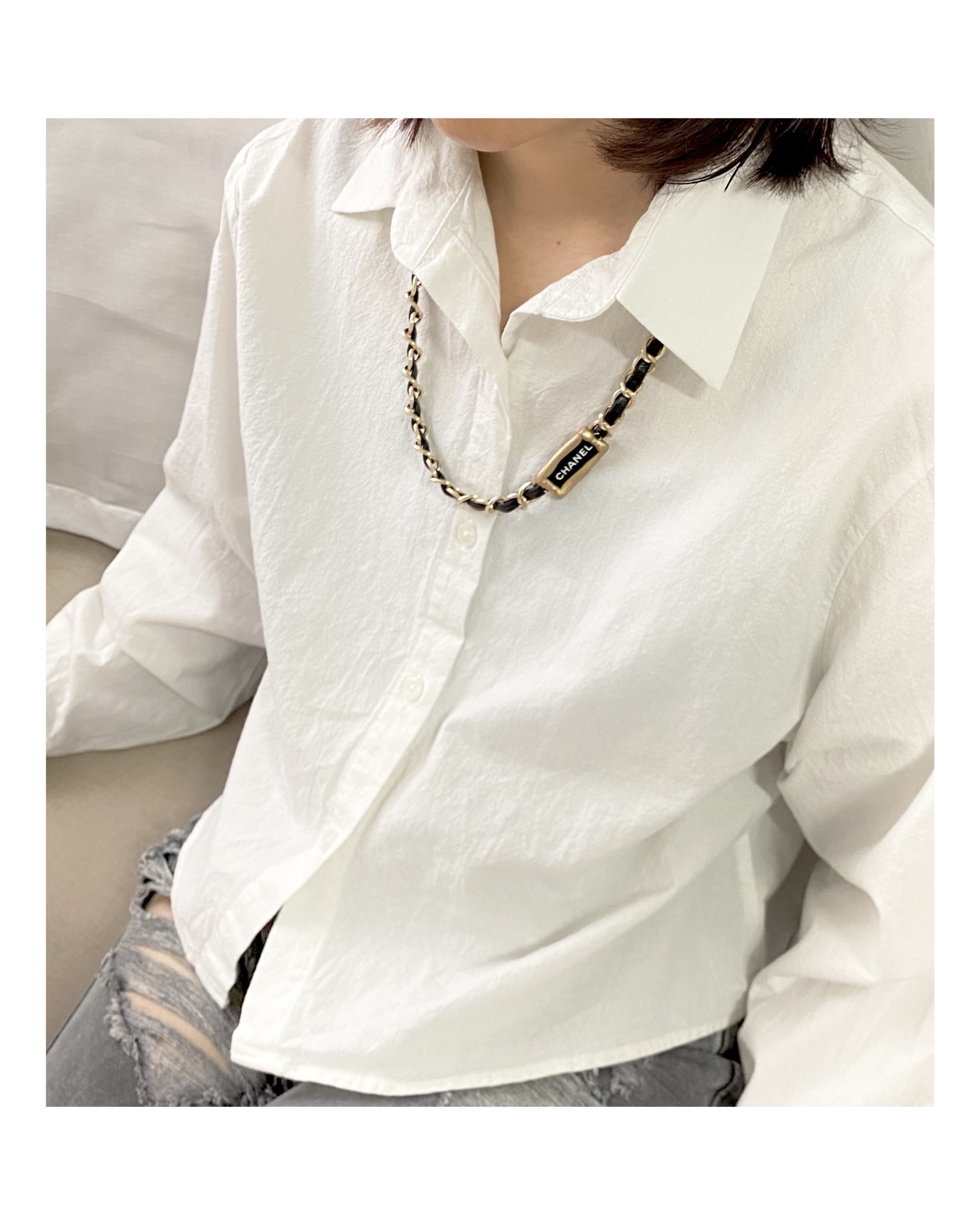 Leather chain Initial cham strap (ver. gold) no.30