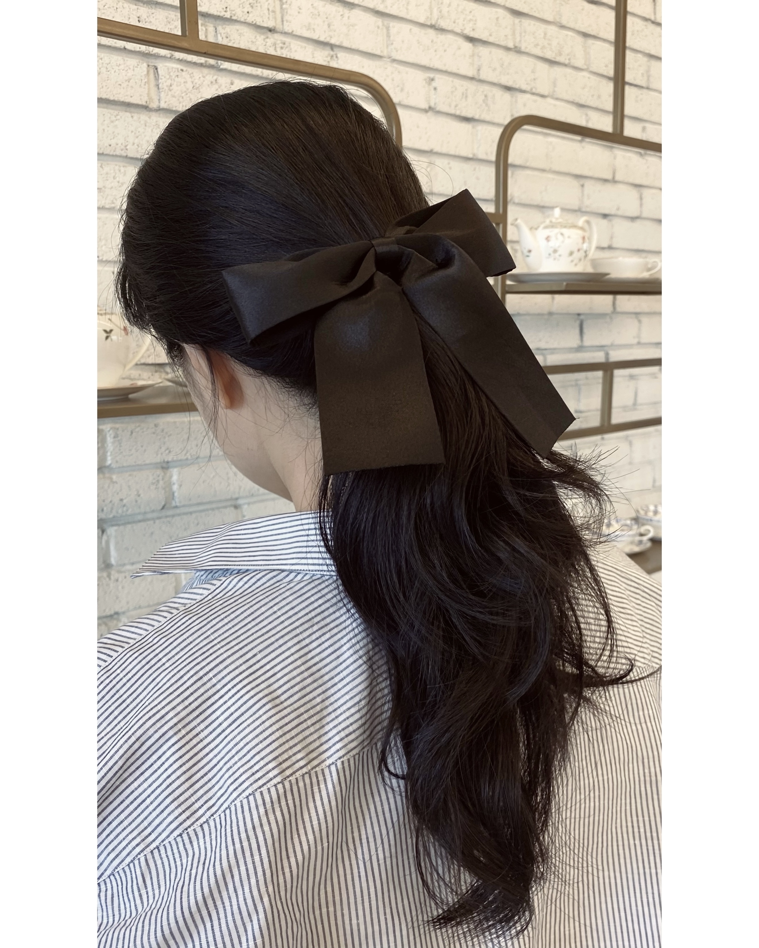 Classic black ribbon hair clip ver.1 no.29