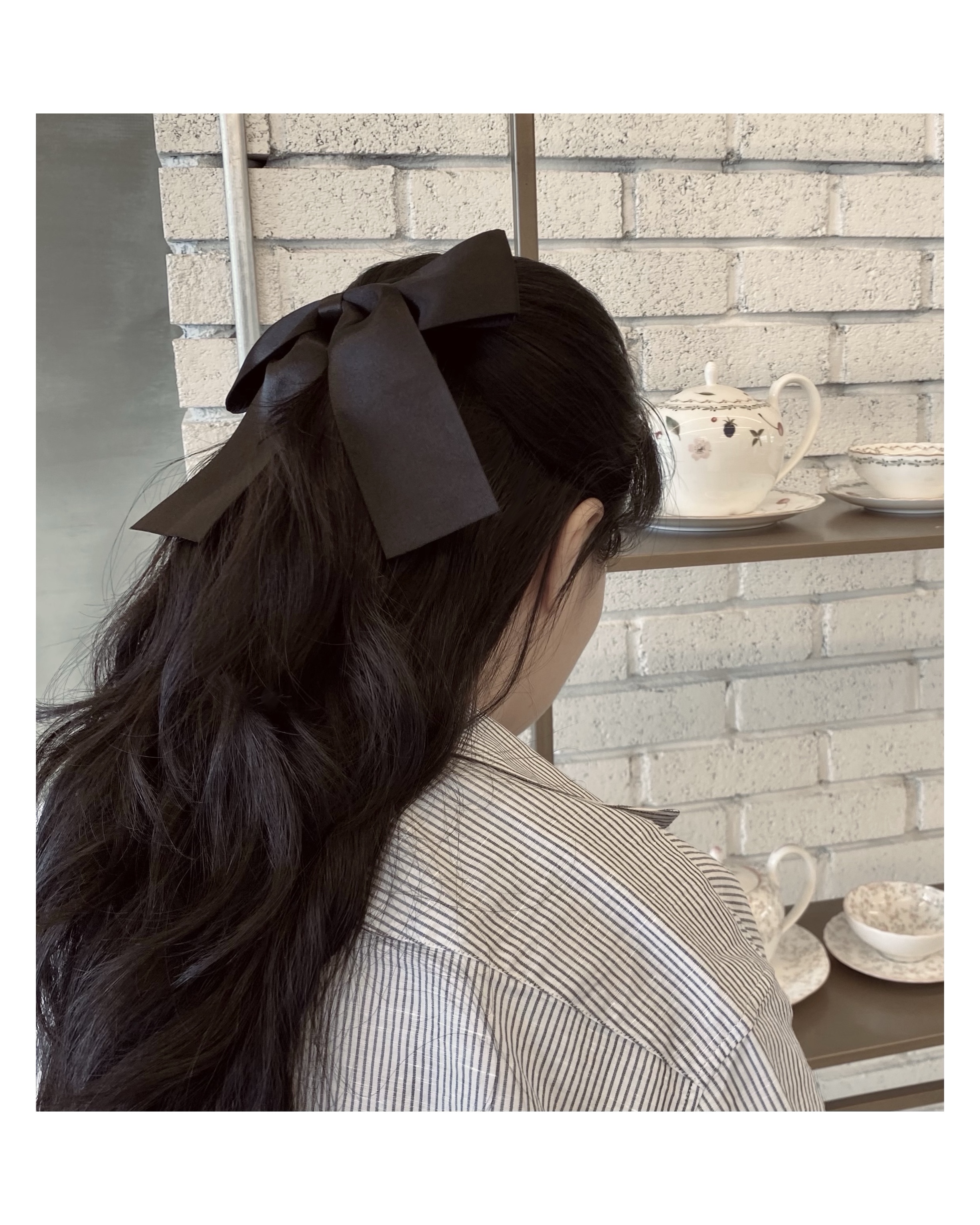 Classic black ribbon hair clip ver.1 no.29