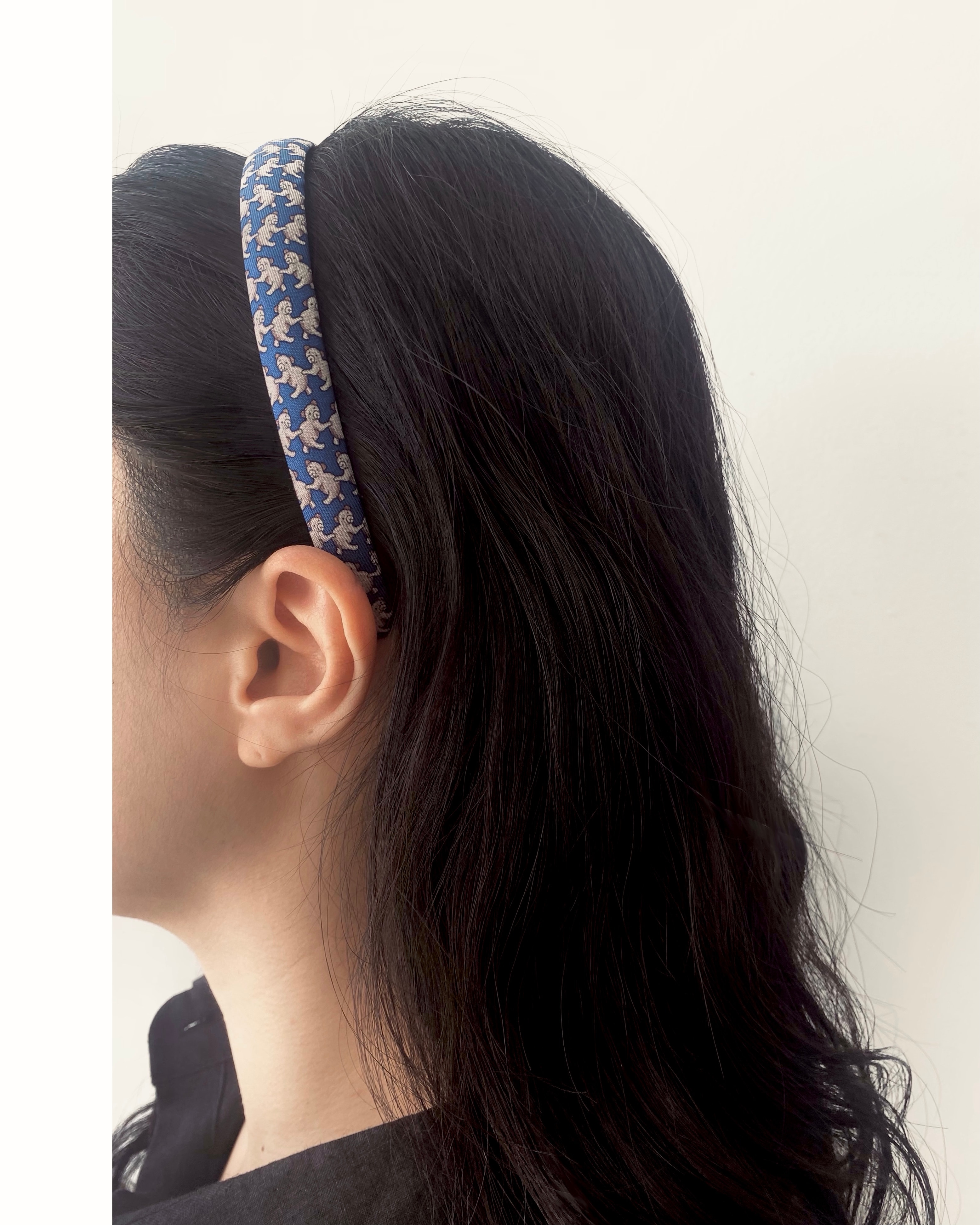 Hermes bear pattern silk hair band no.30