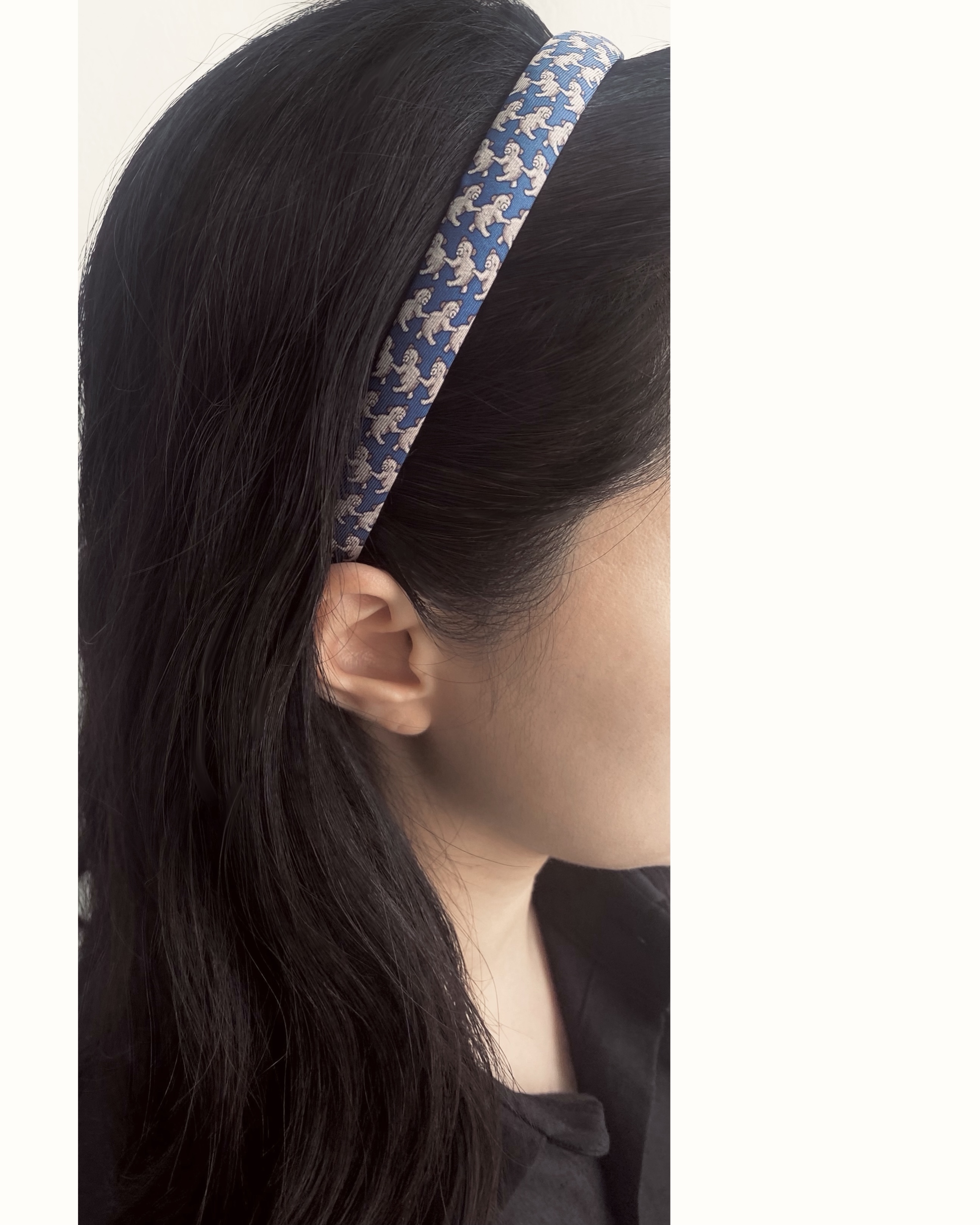 Hermes bear pattern silk hair band no.30