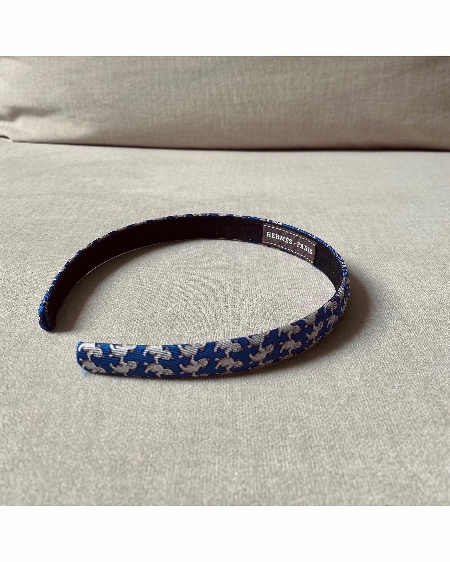 Hermes bear pattern silk hair band no.30