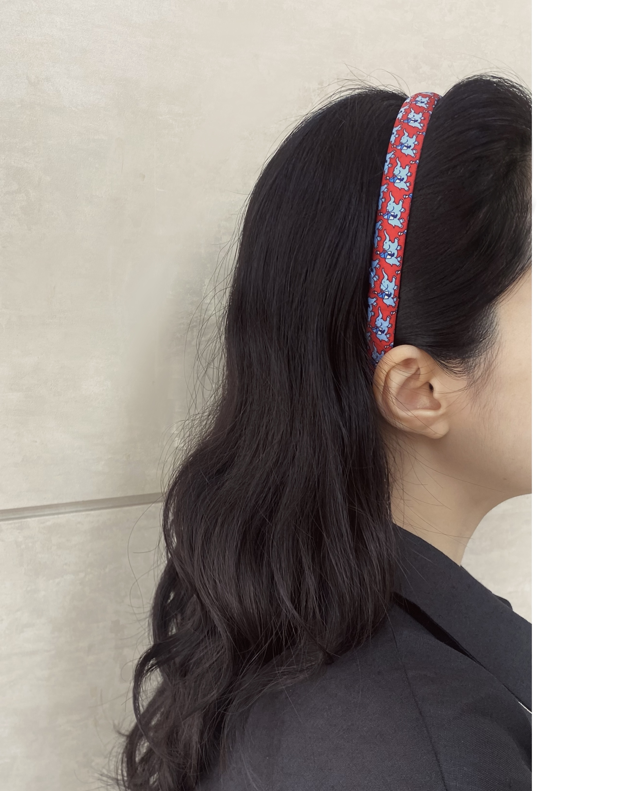 Hermes elephant pattern silk hair band no.32