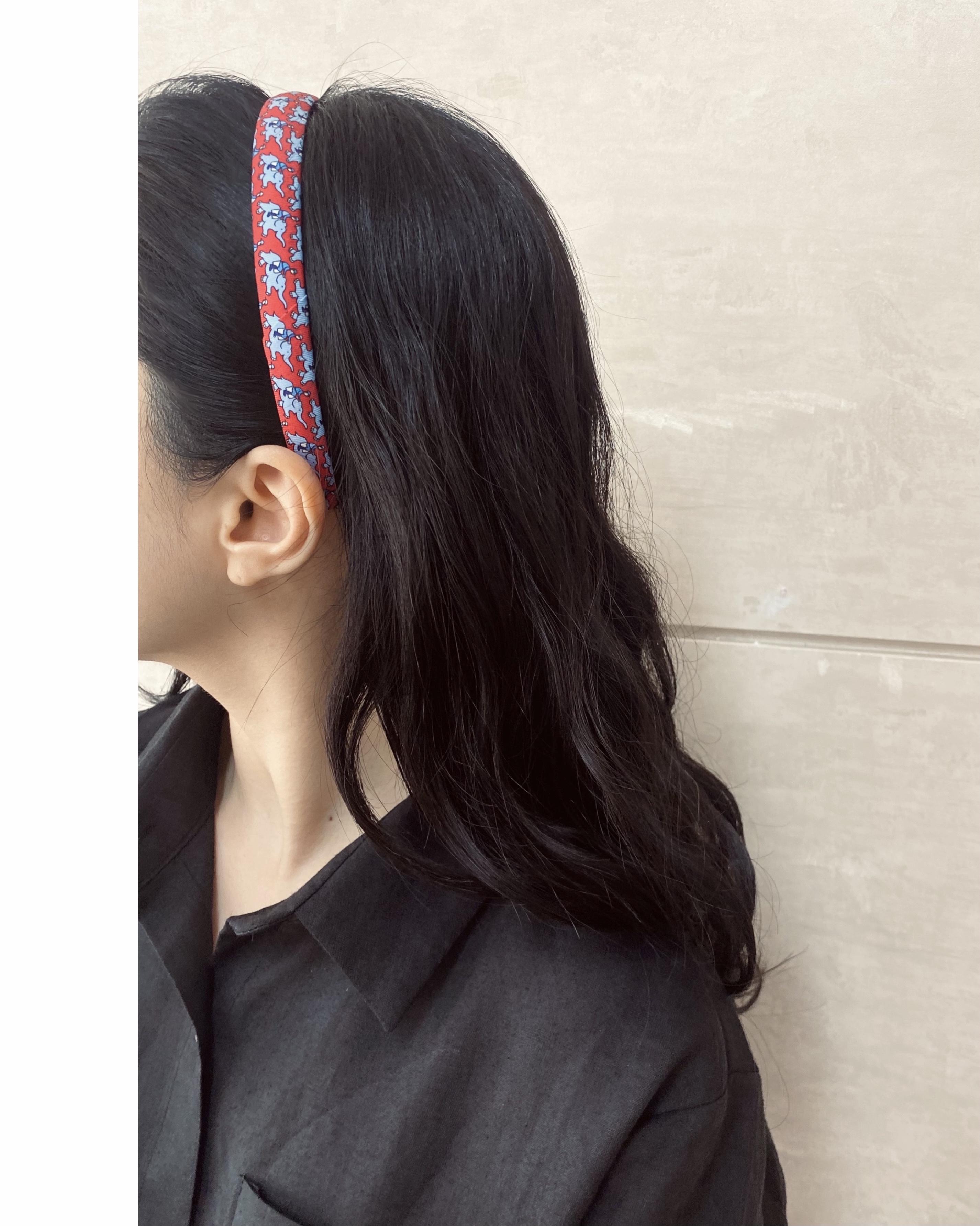 Hermes elephant pattern silk hair band no.32