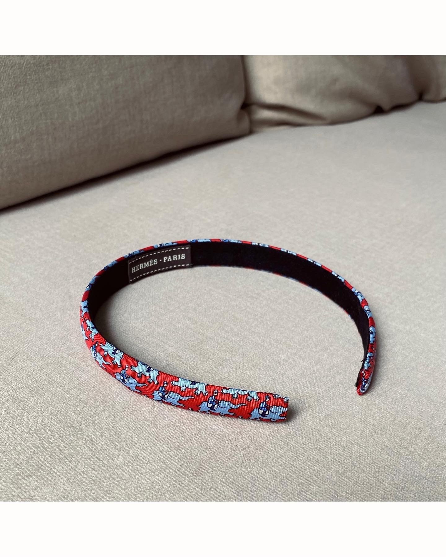 Hermes elephant pattern silk hair band no.32