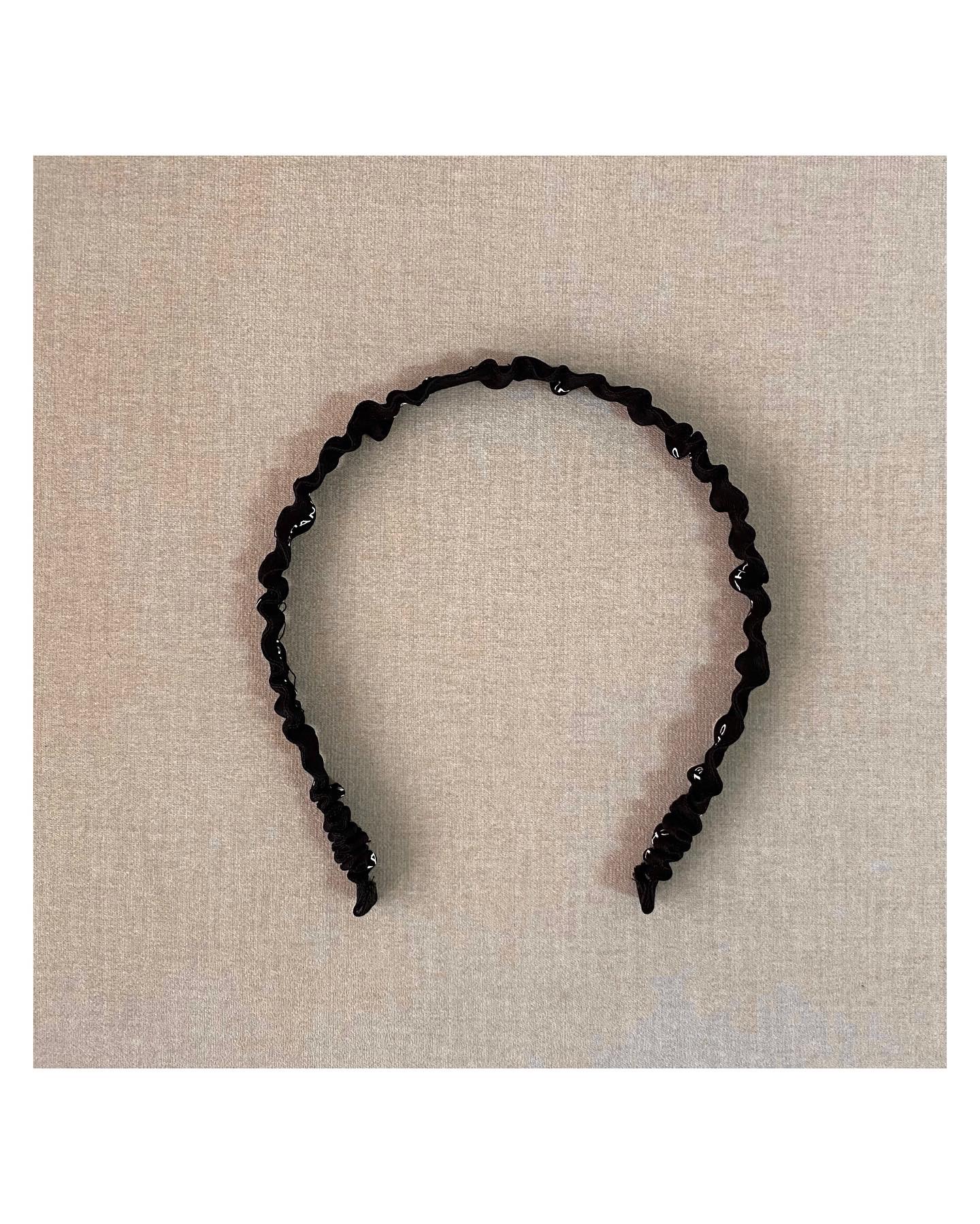 CHANEL black shirring hair band no.39