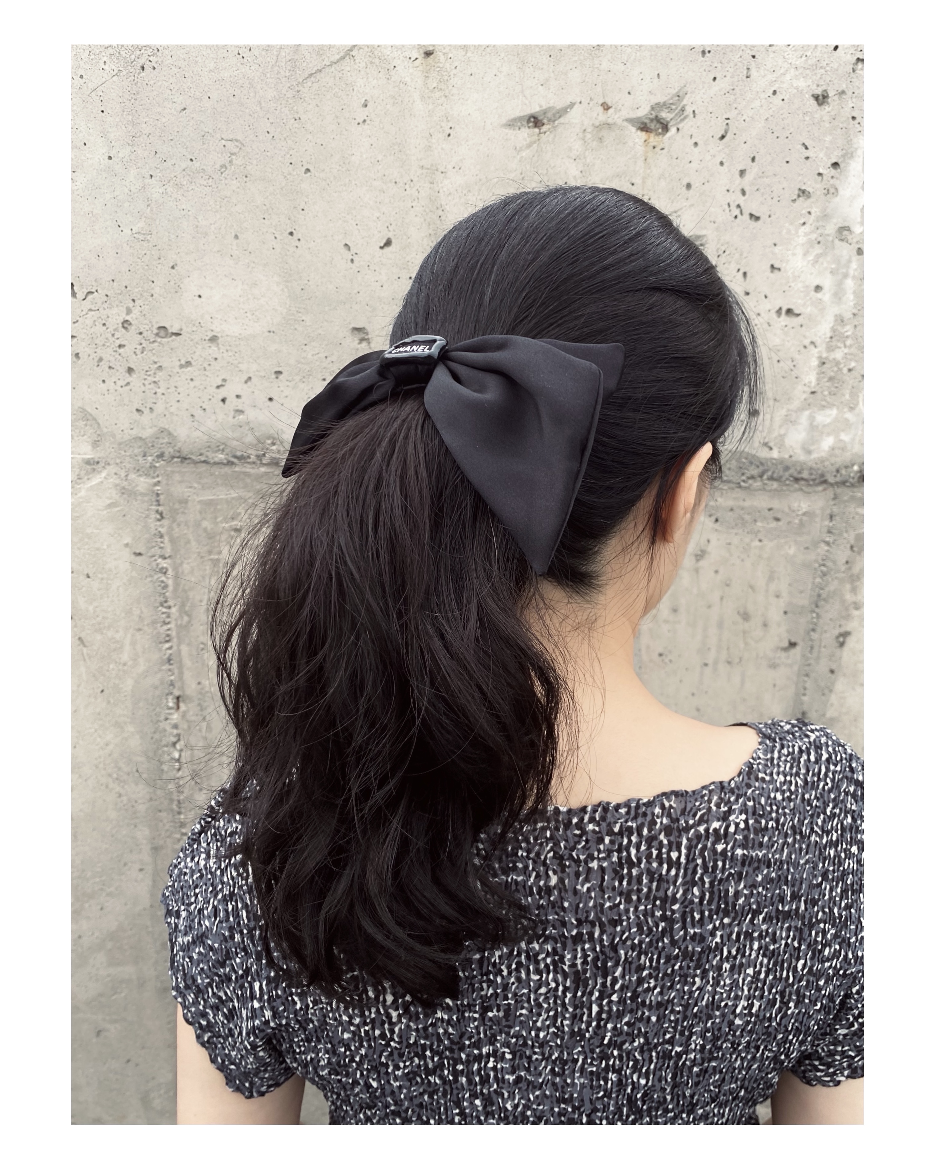 CHANEL Initial silk 100% ribbon hairclip no.40
