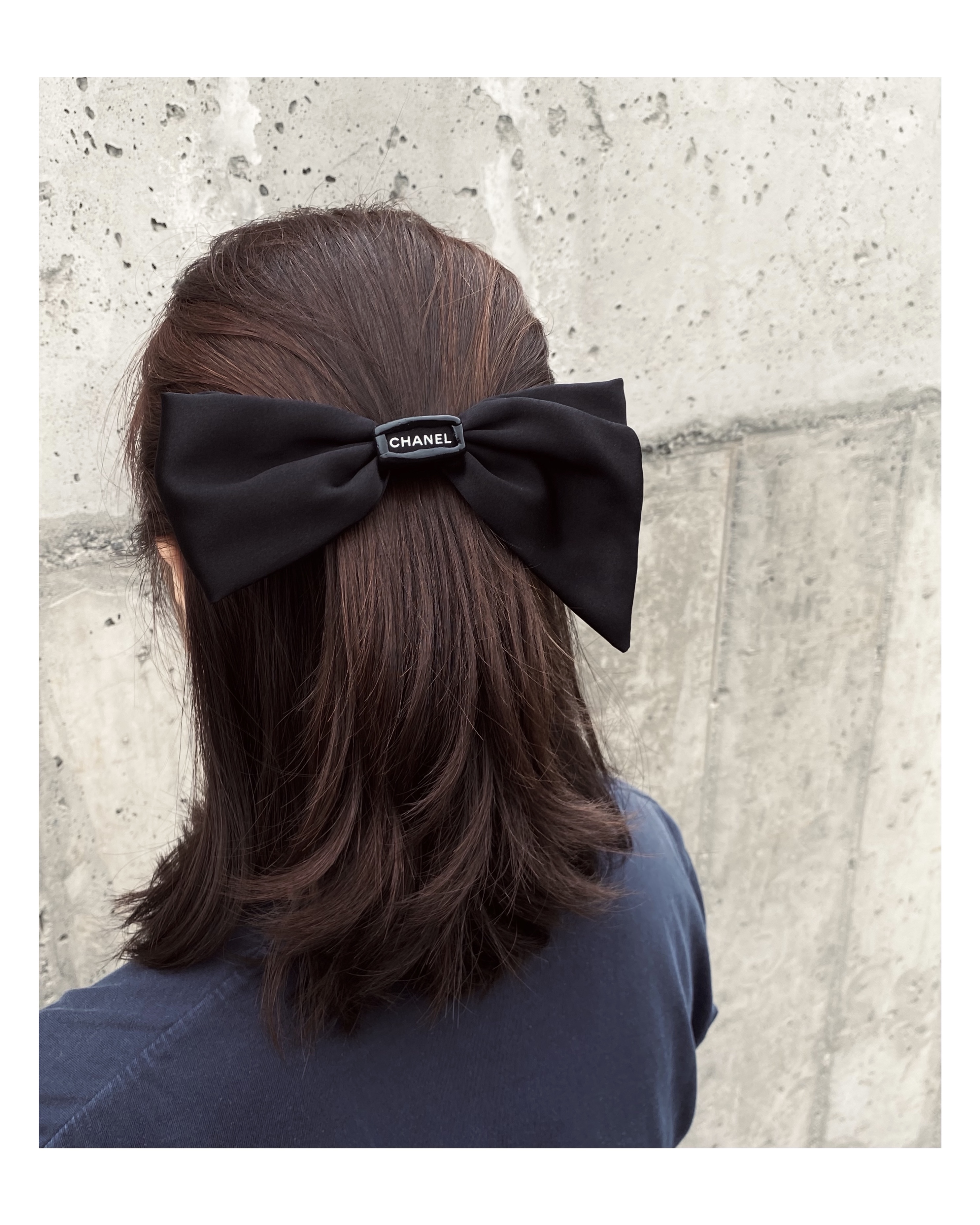CHANEL Initial silk 100% ribbon hairclip no.40