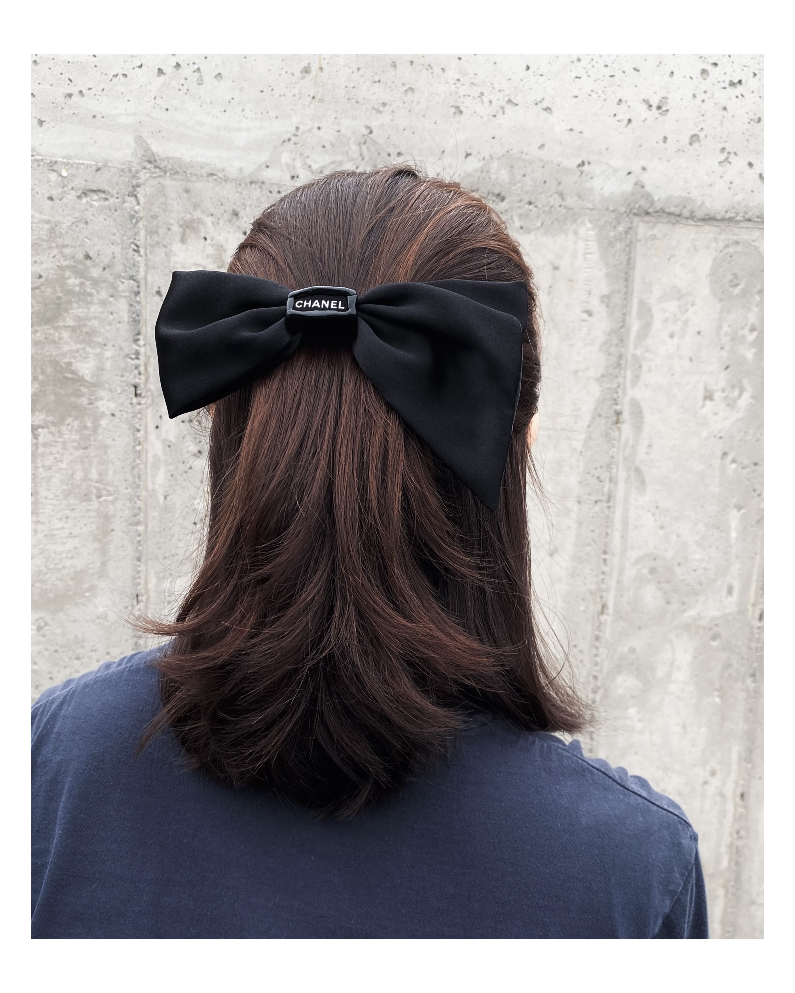 CHANEL Initial silk 100% ribbon hairclip no.40