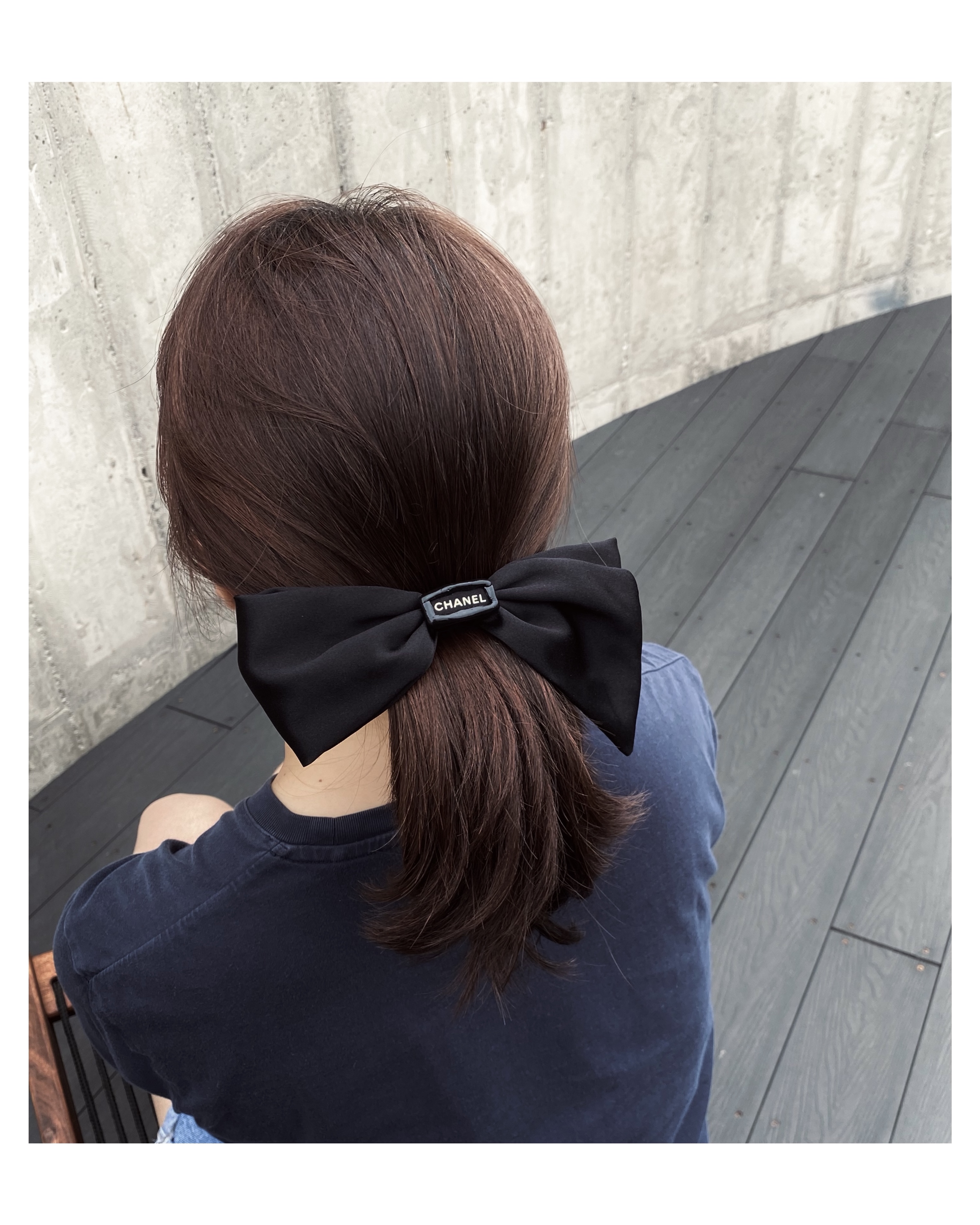 CHANEL Initial silk 100% ribbon hairclip no.40