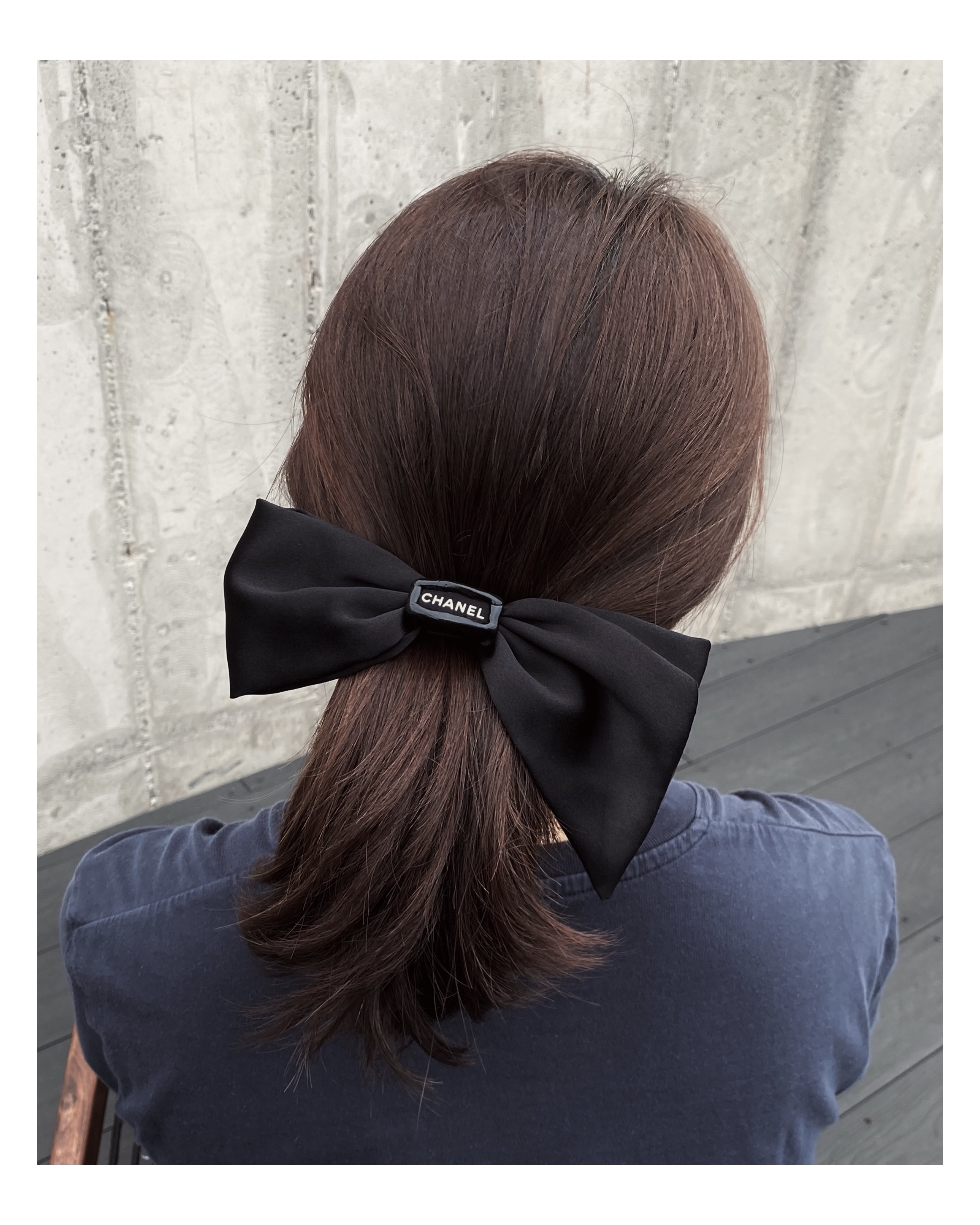 CHANEL Initial silk 100% ribbon hairclip no.40