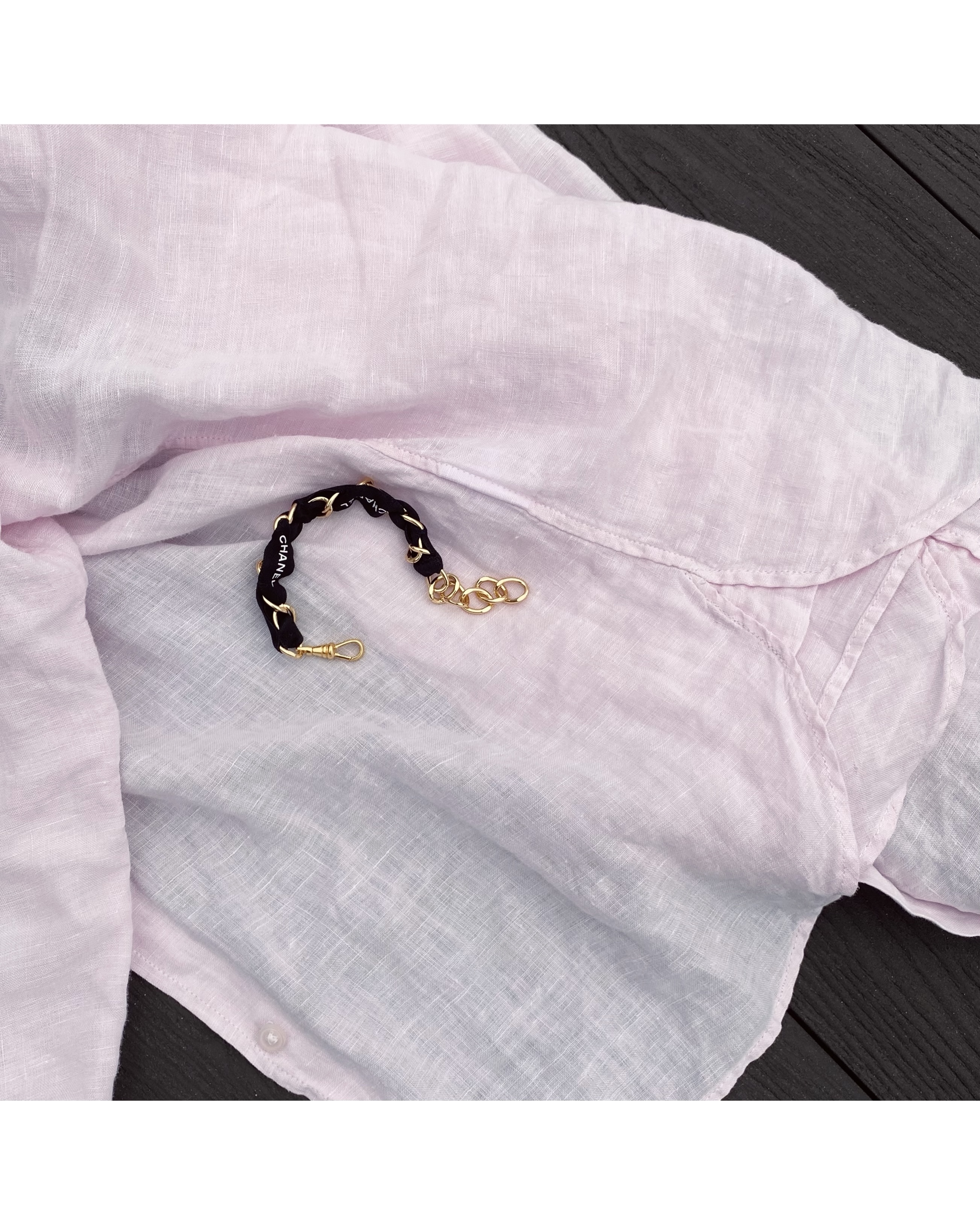 CHANEL ribbon chain bracelet