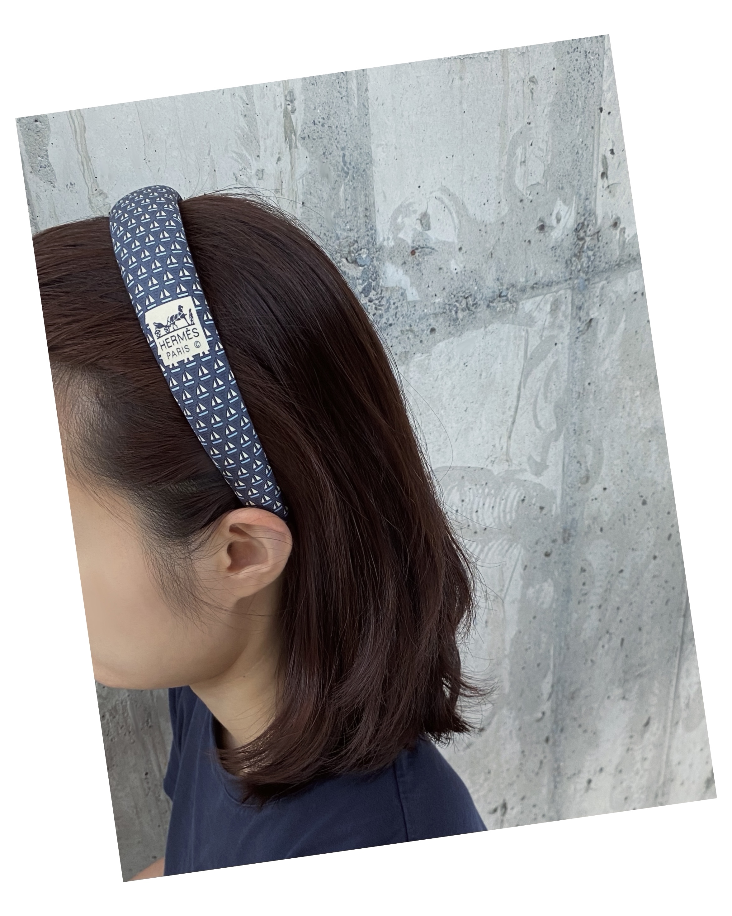 HERMES yacht pattern logo hair band no.43