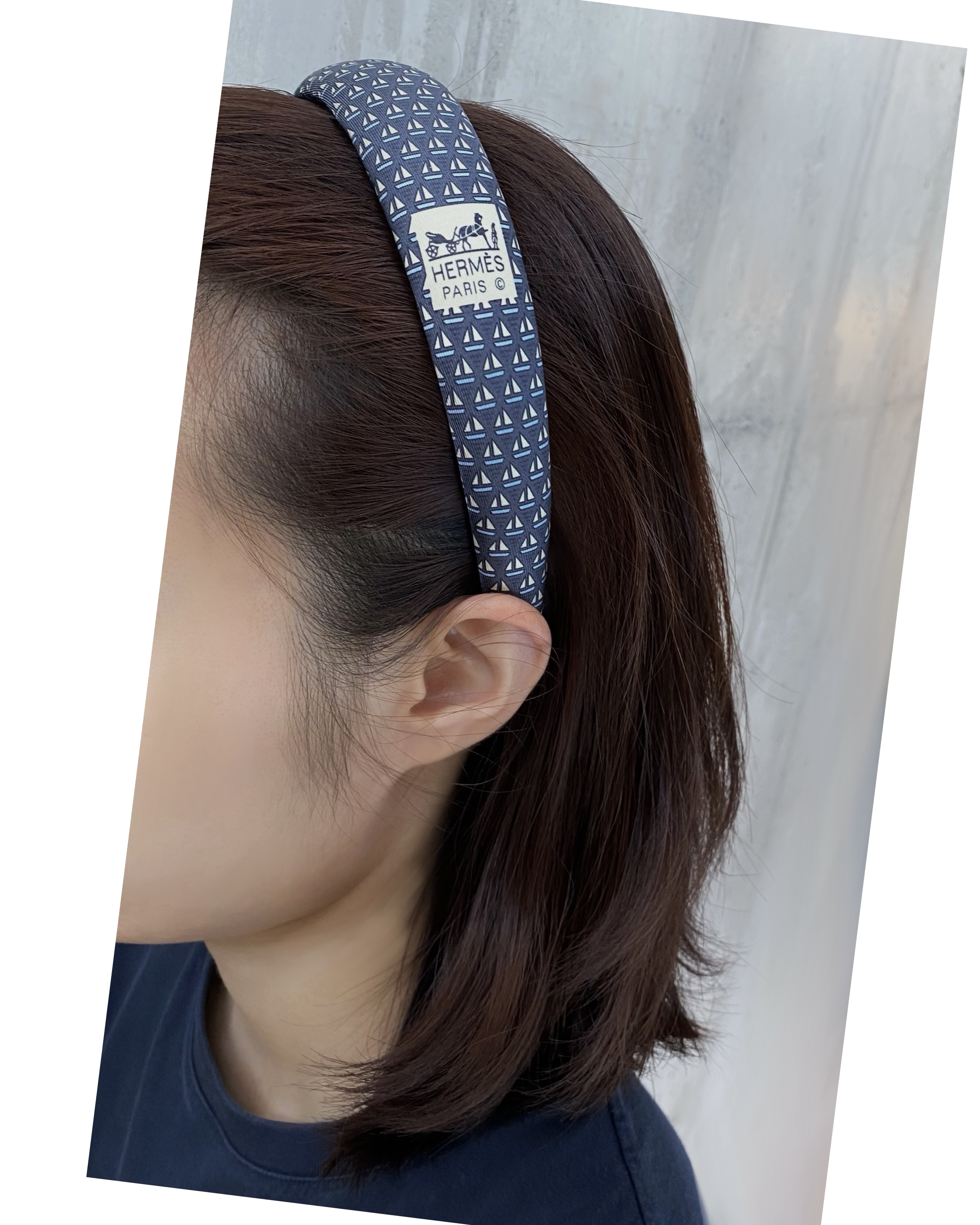 HERMES yacht pattern logo hair band no.43