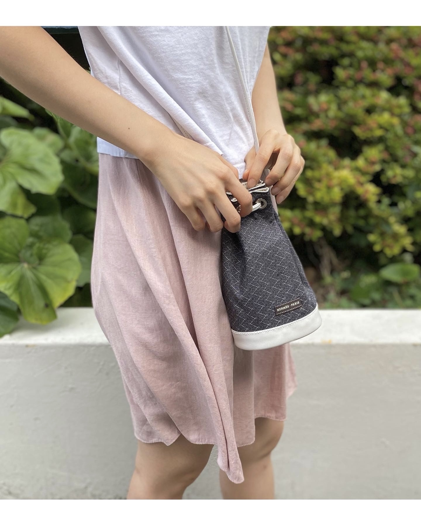 HERMES silk mini bucket bag