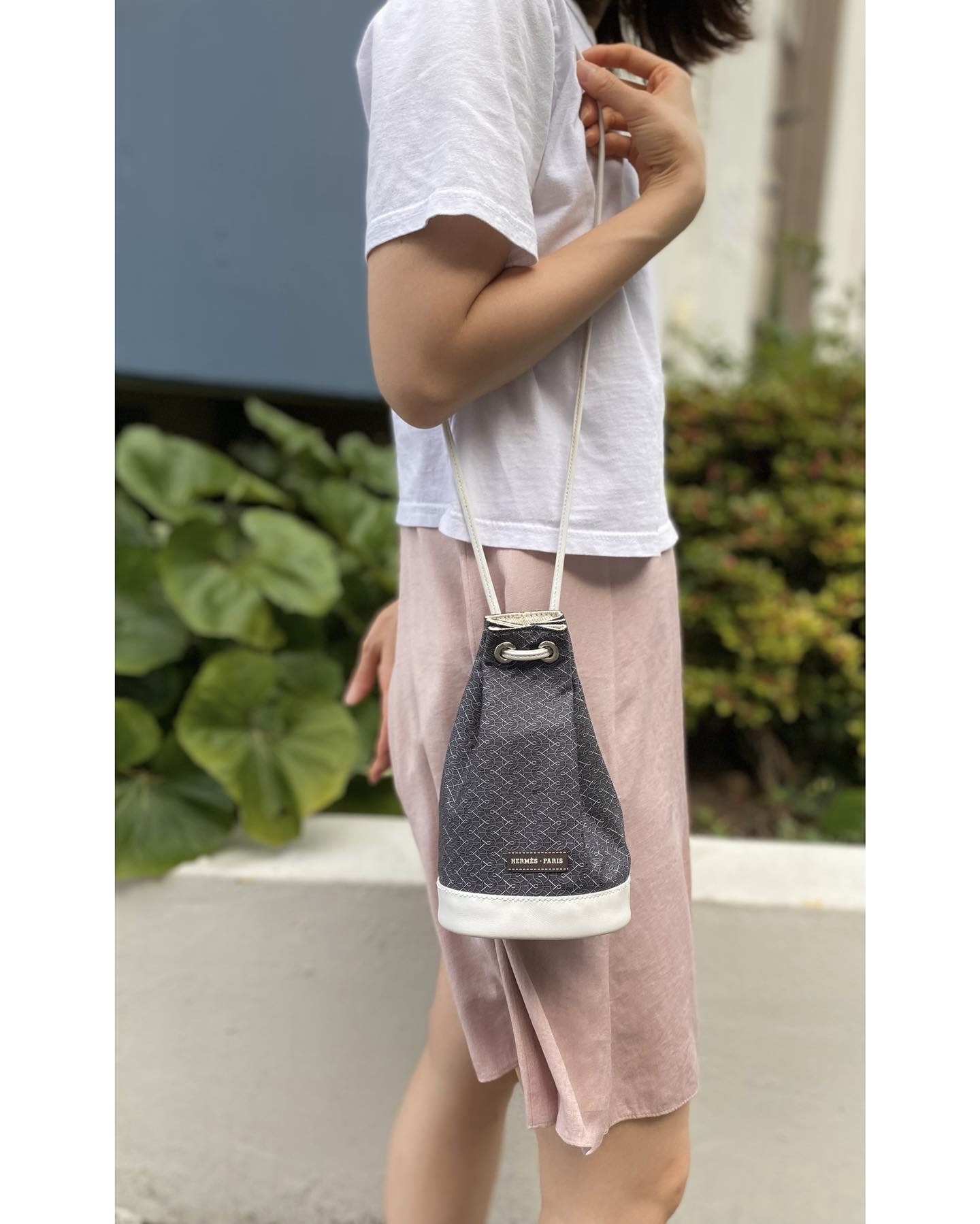 HERMES silk mini bucket bag