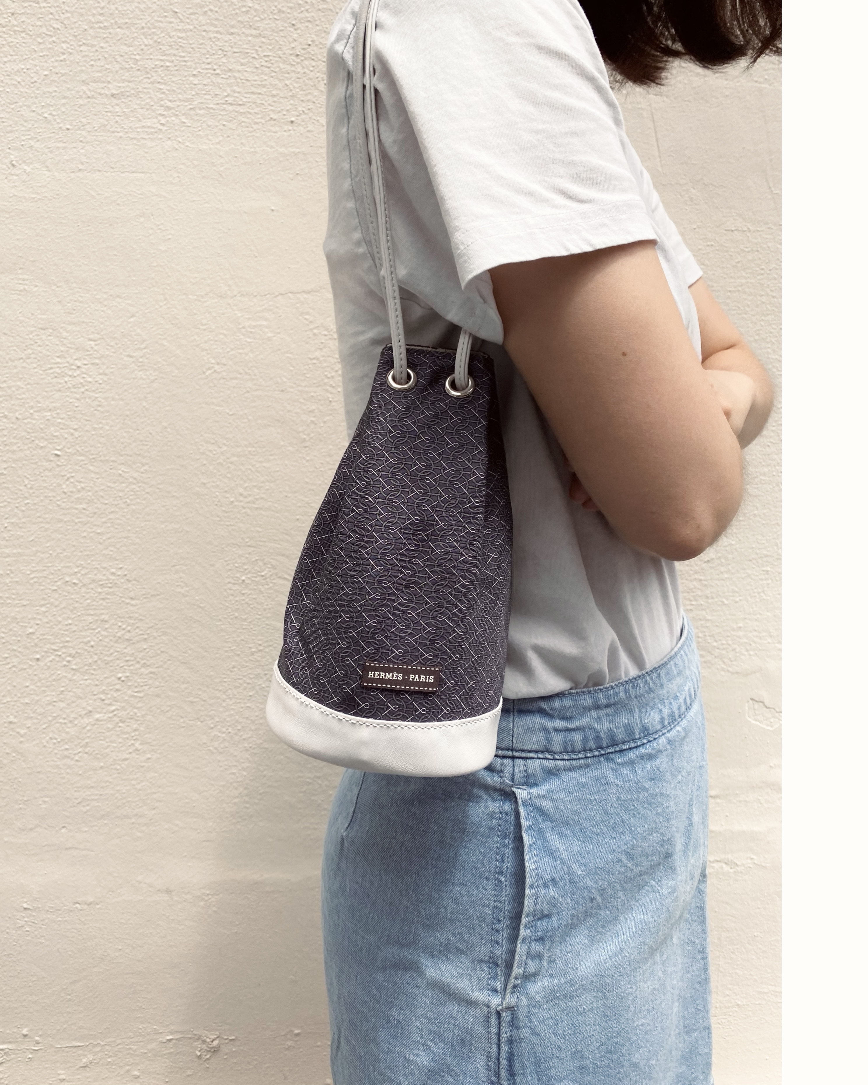 HERMES silk mini bucket bag