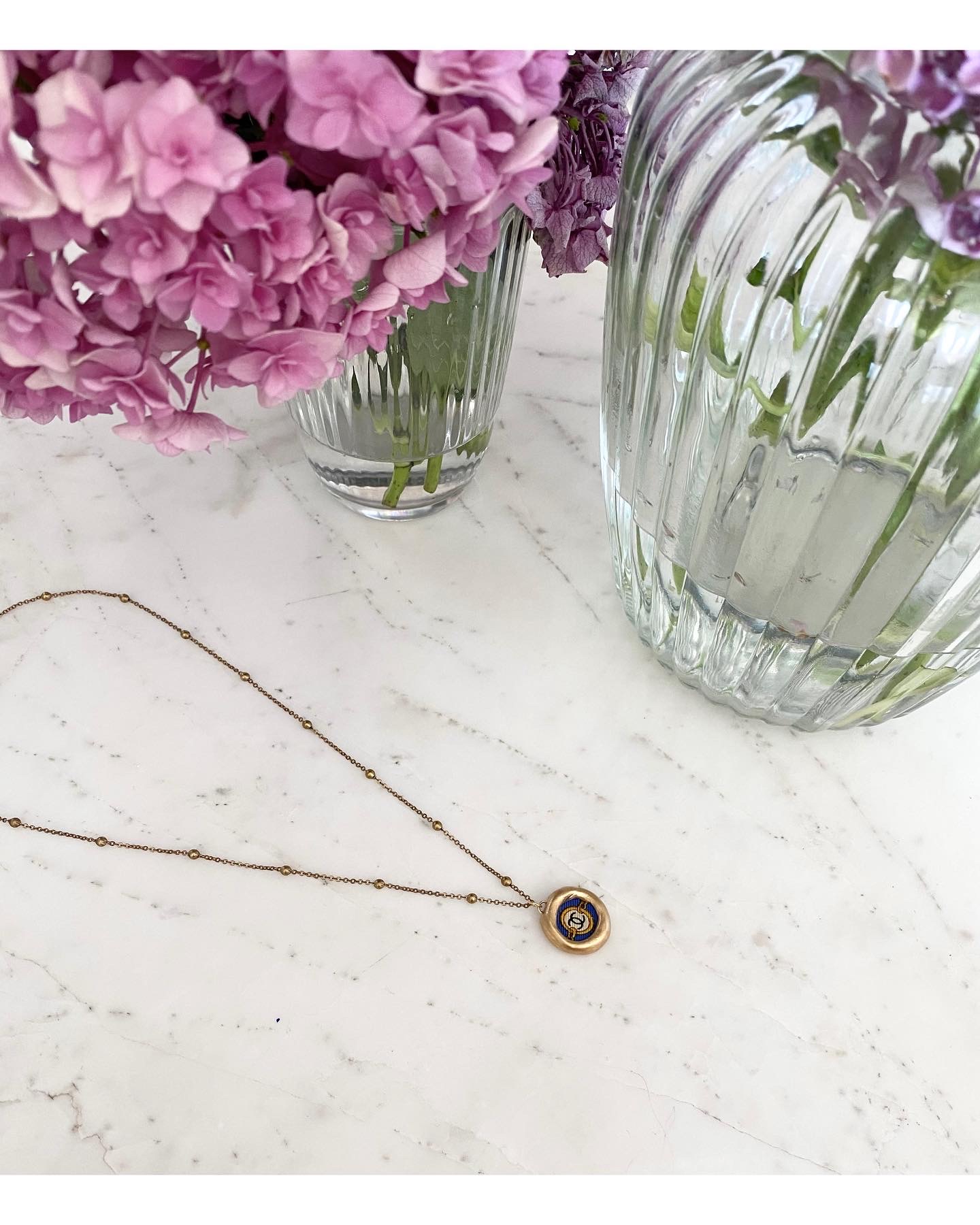 CHANEL blue silk button necklace no.33
