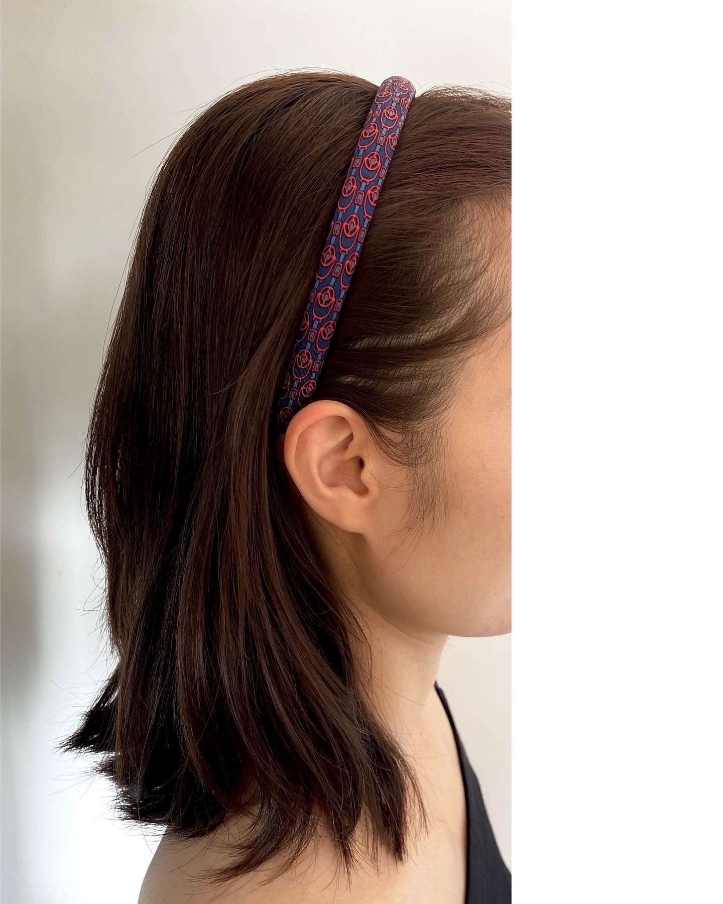 HERMES silk pattern hair band no.46