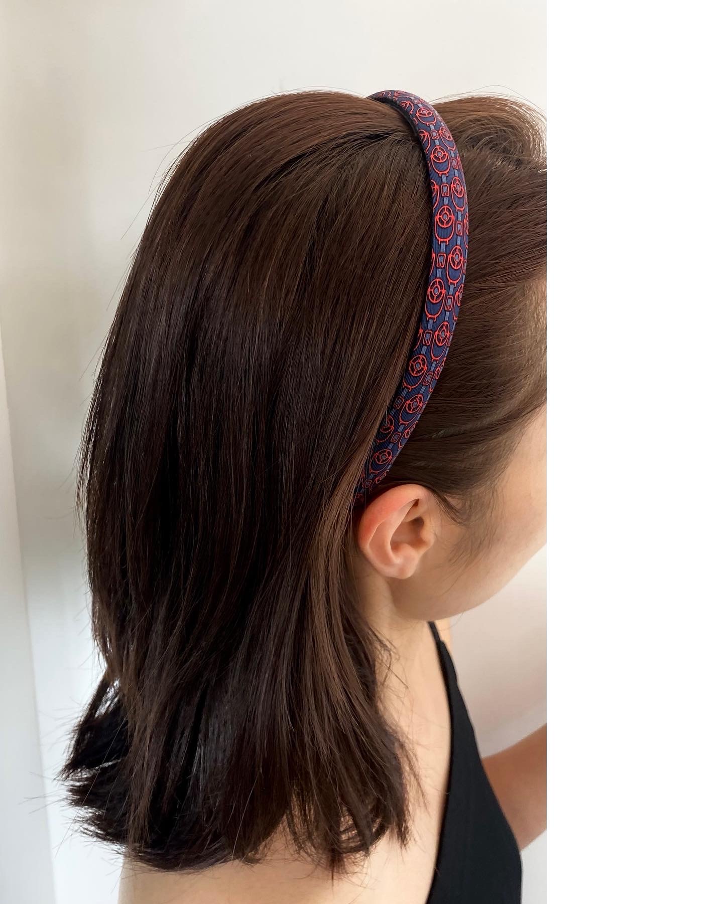 HERMES silk pattern hair band no.46