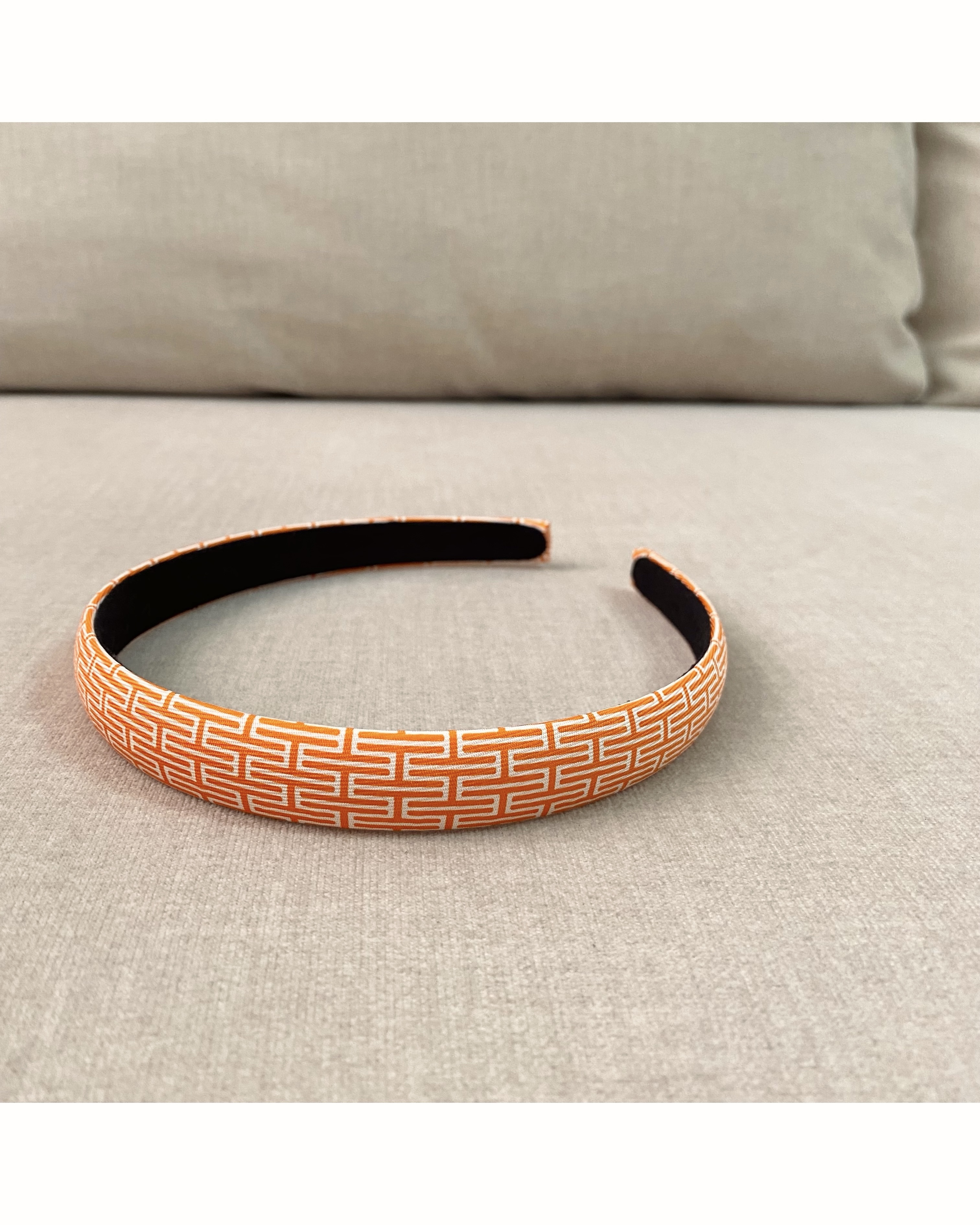 HERMES orange H pattern hair band no.47