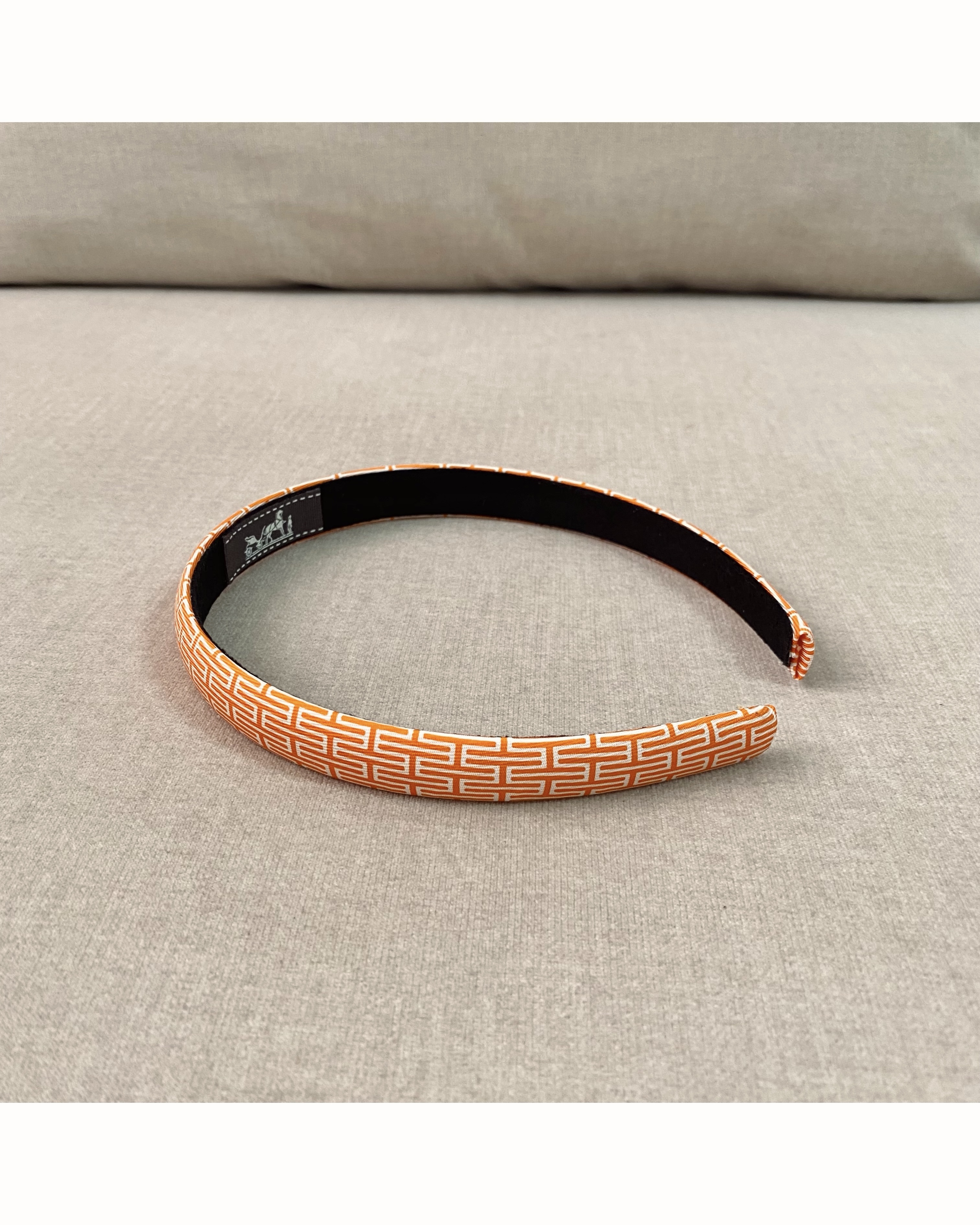 HERMES orange H pattern hair band no.47
