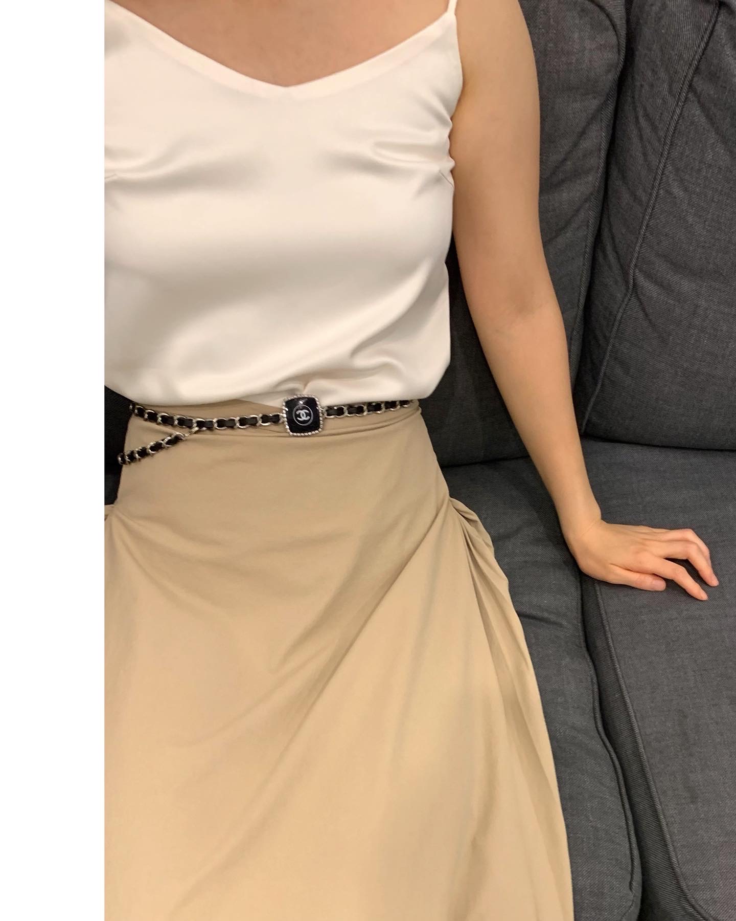 CHANEL Cosmetic leather chain Belt
