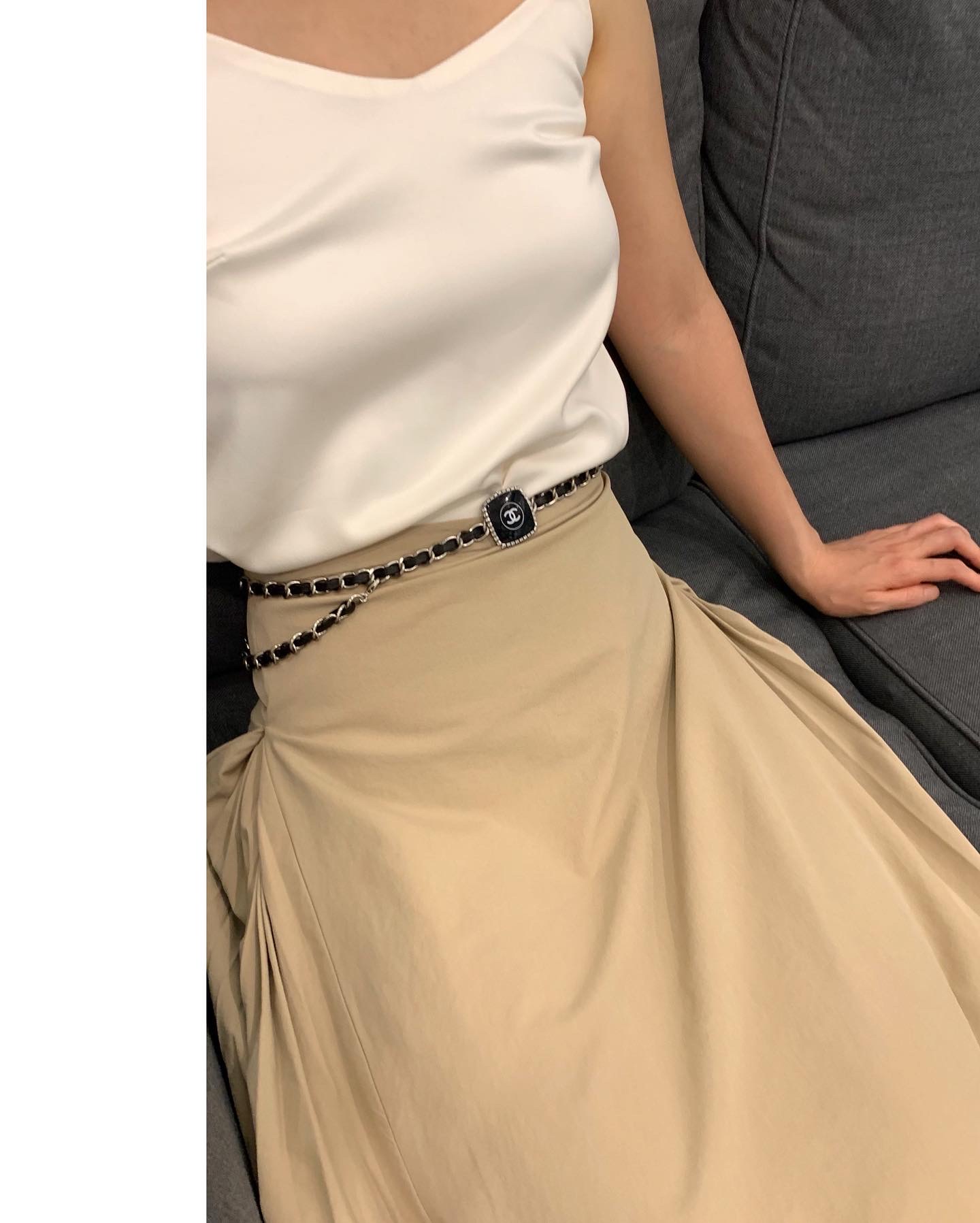 CHANEL Cosmetic leather chain Belt