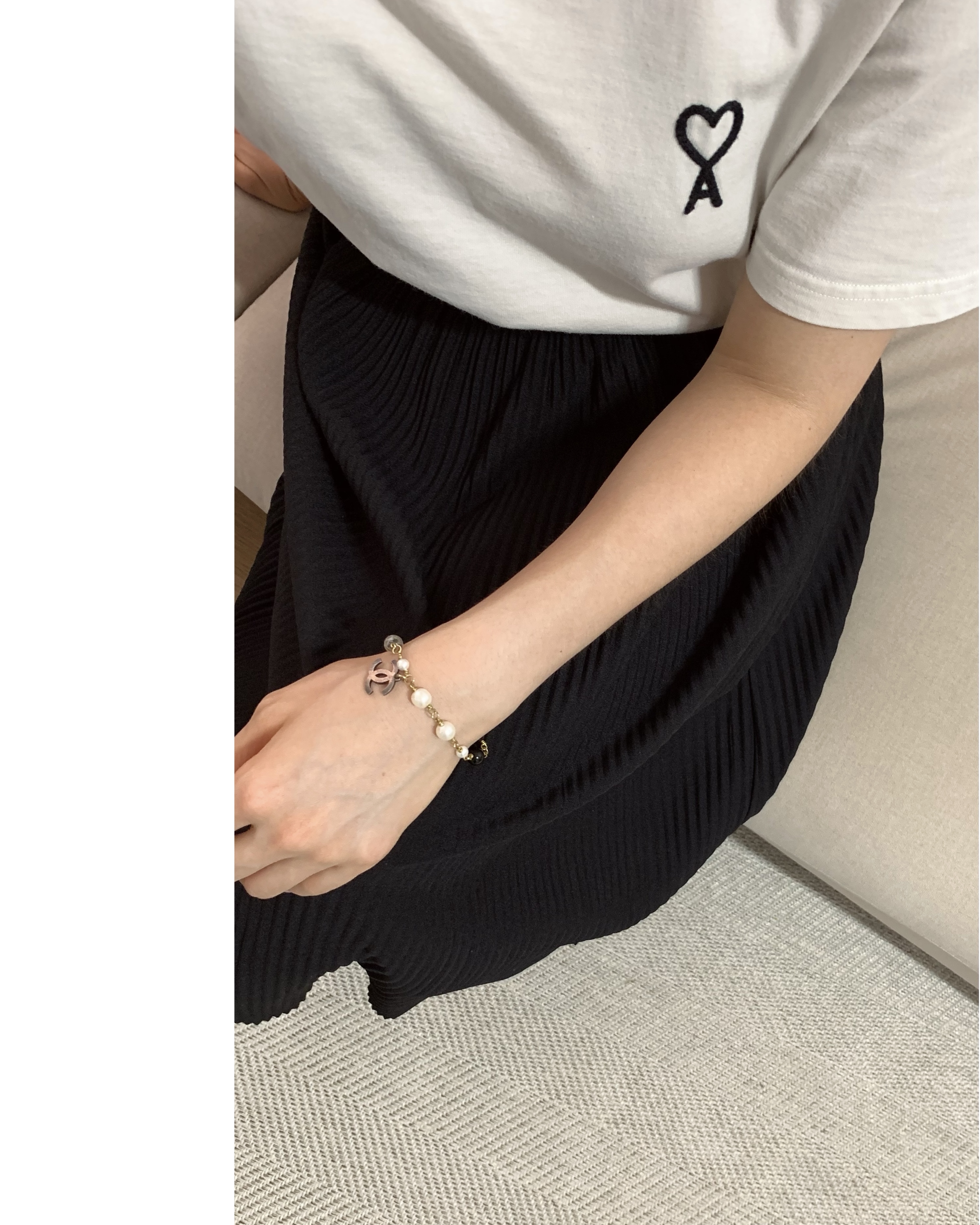 CHANEL bronze CC pearl bracelet