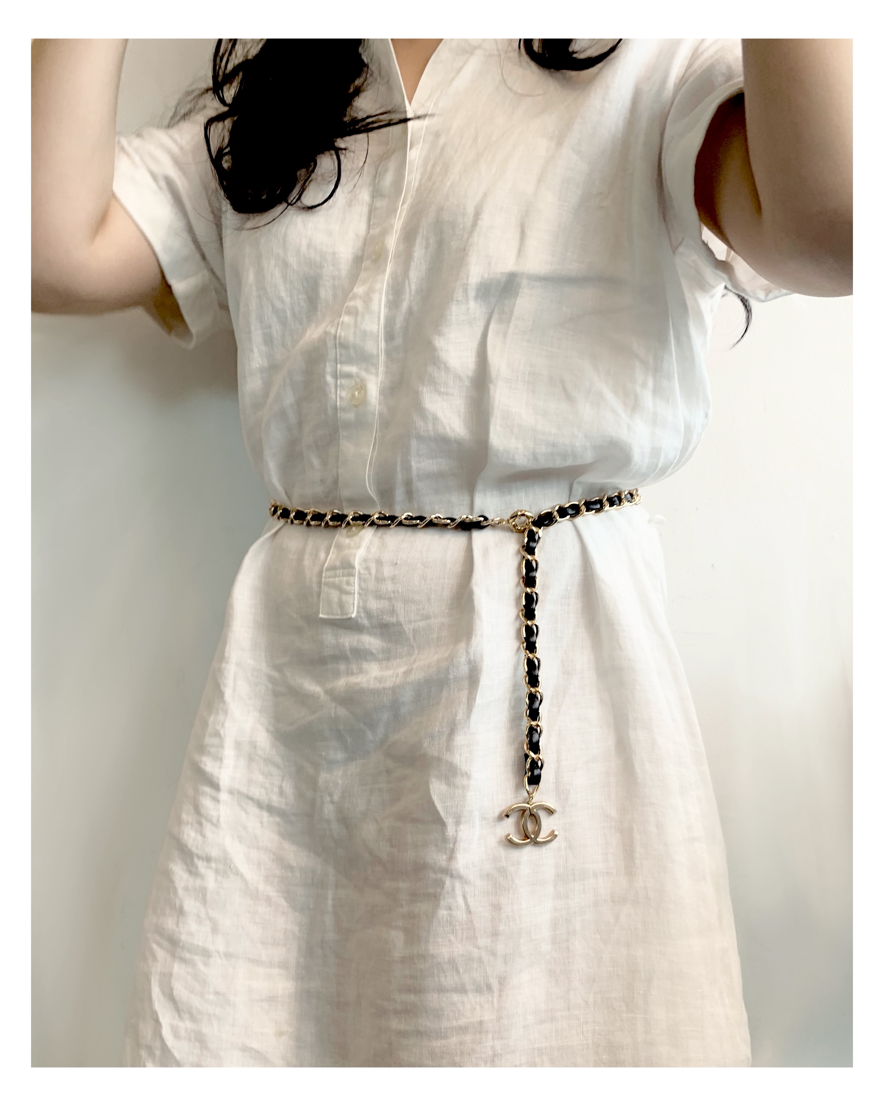 CHANEL hanger CC leather chain belt no.14