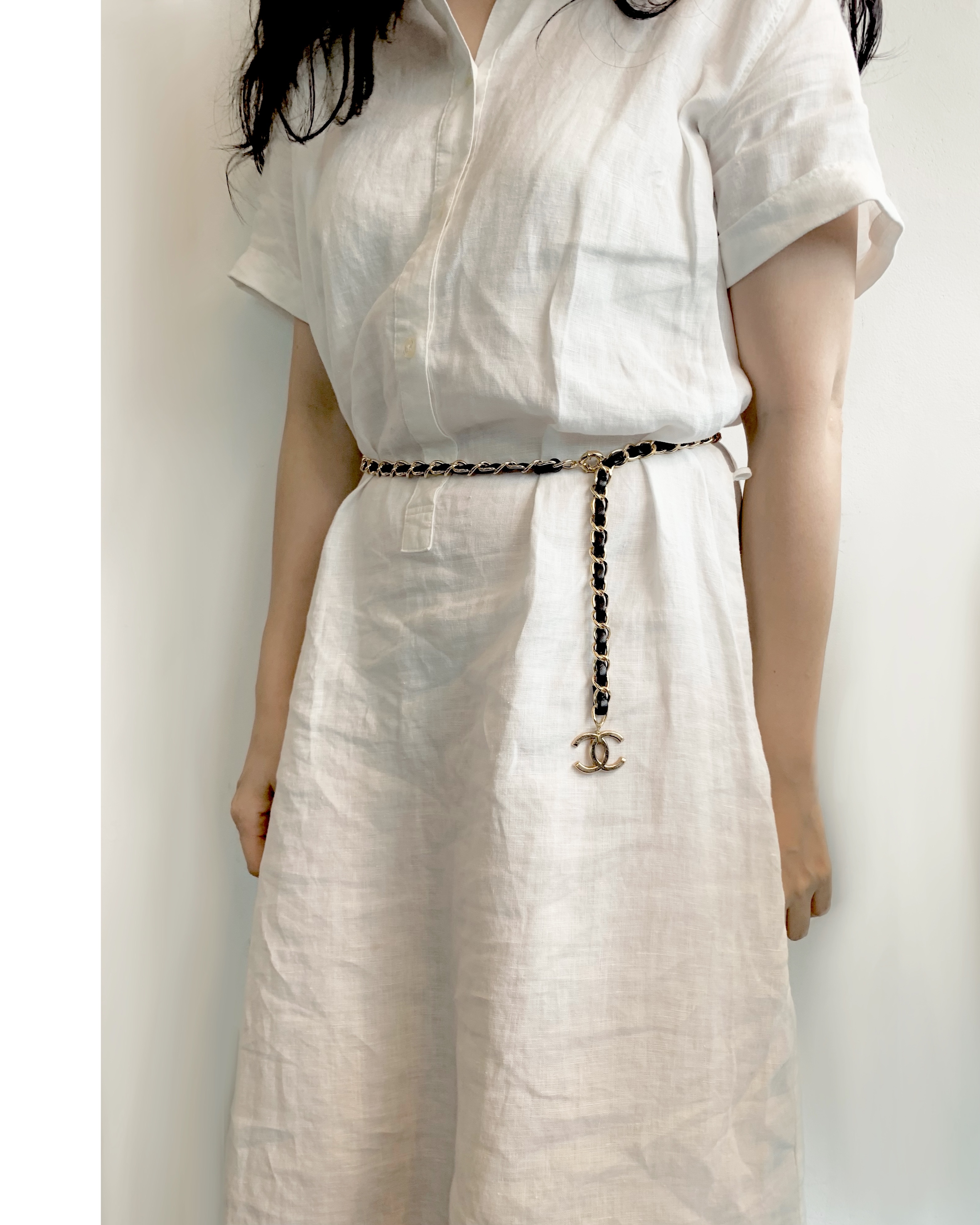 CHANEL hanger CC leather chain belt no.14