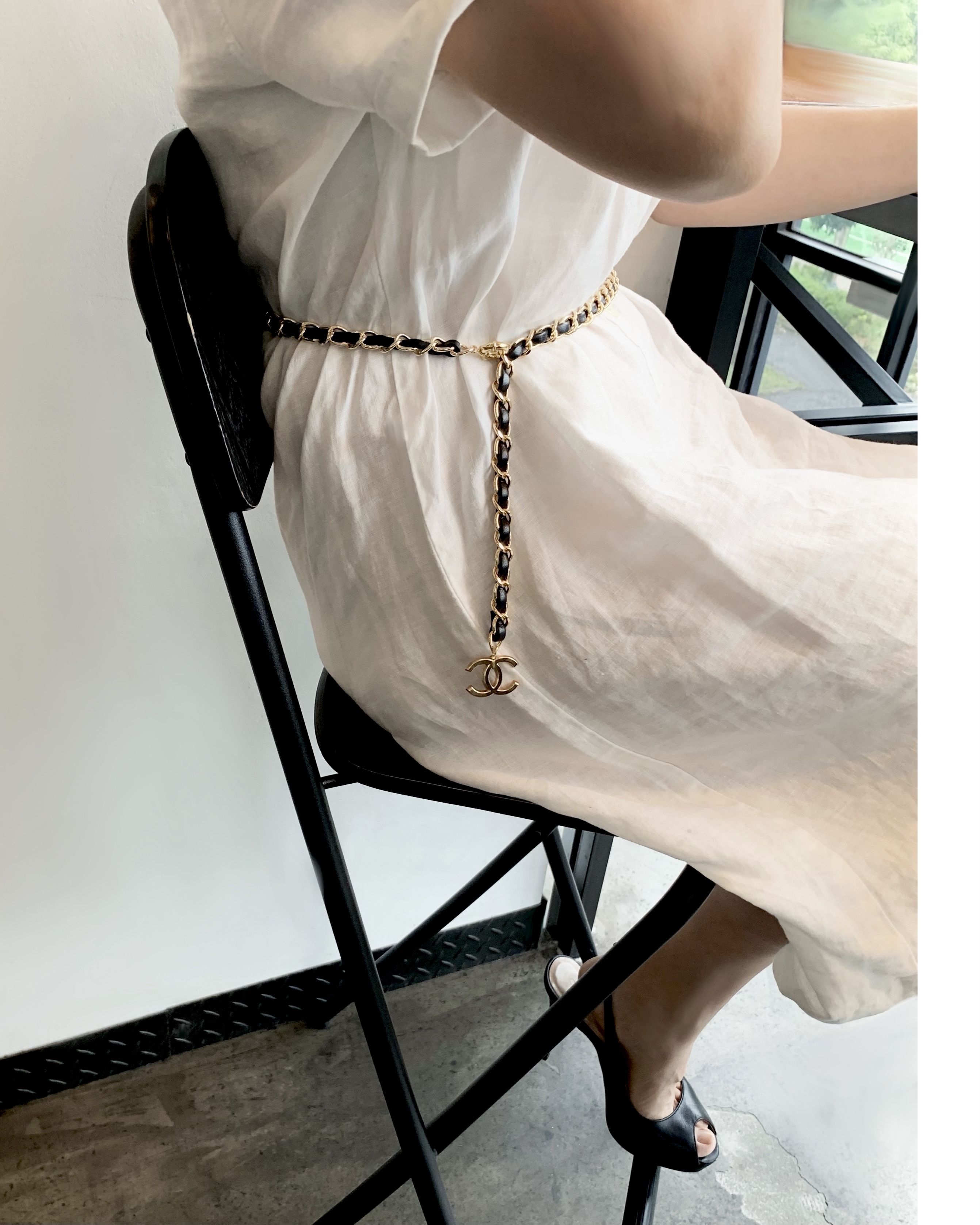CHANEL hanger CC leather chain belt no.14