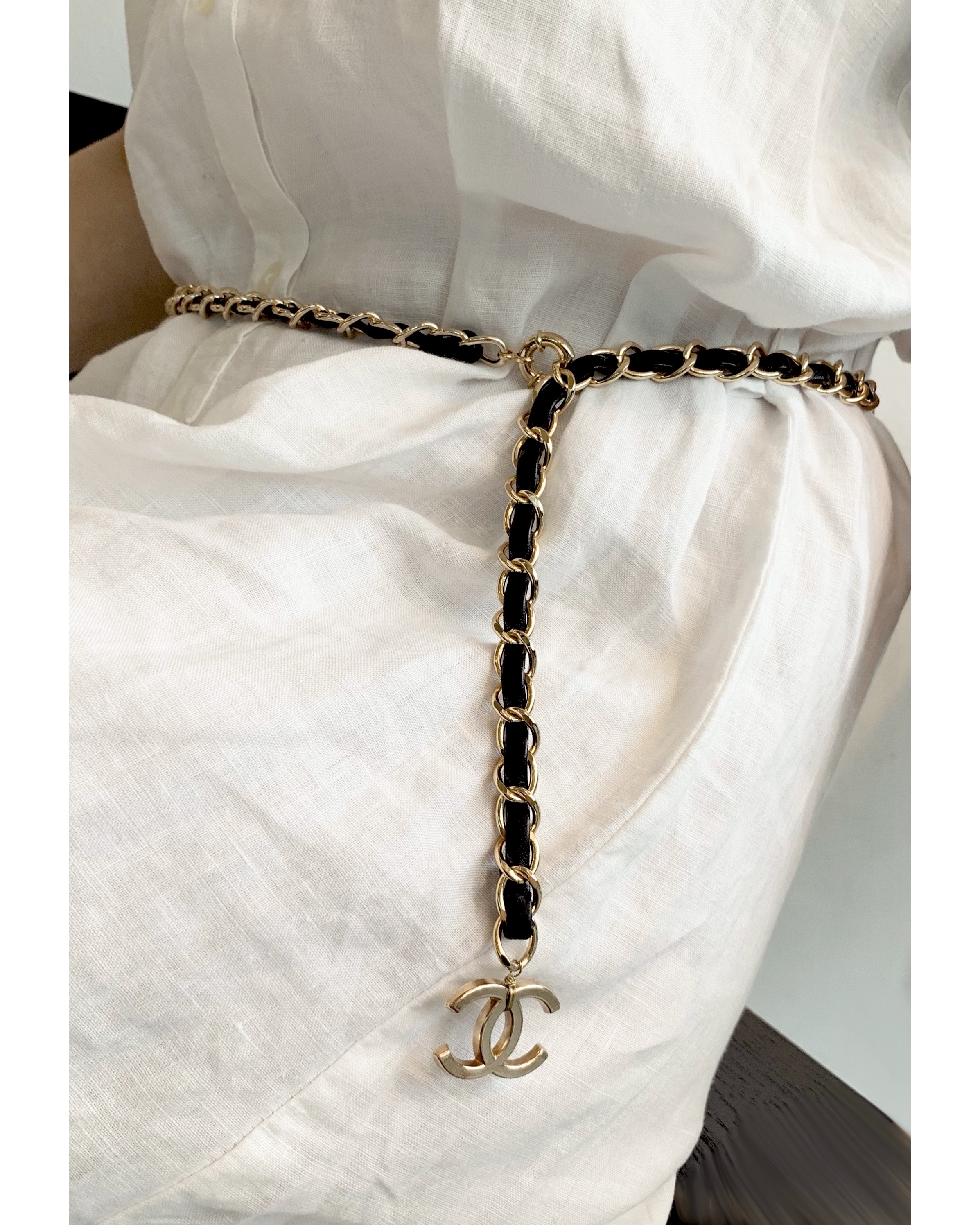 CHANEL hanger CC leather chain belt no.14