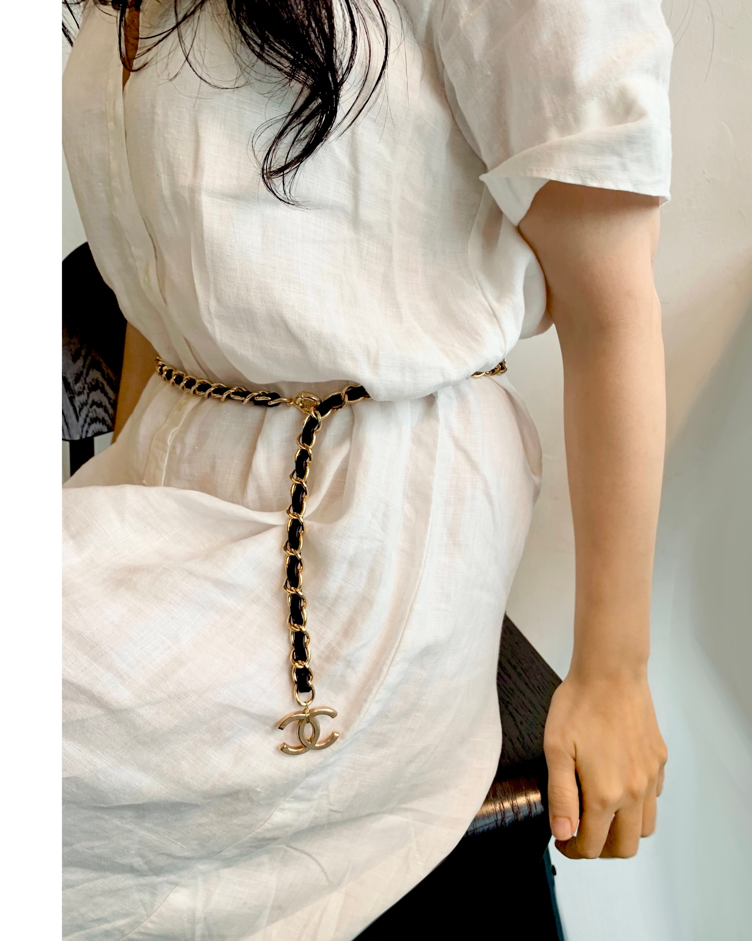 CHANEL hanger CC leather chain belt no.14