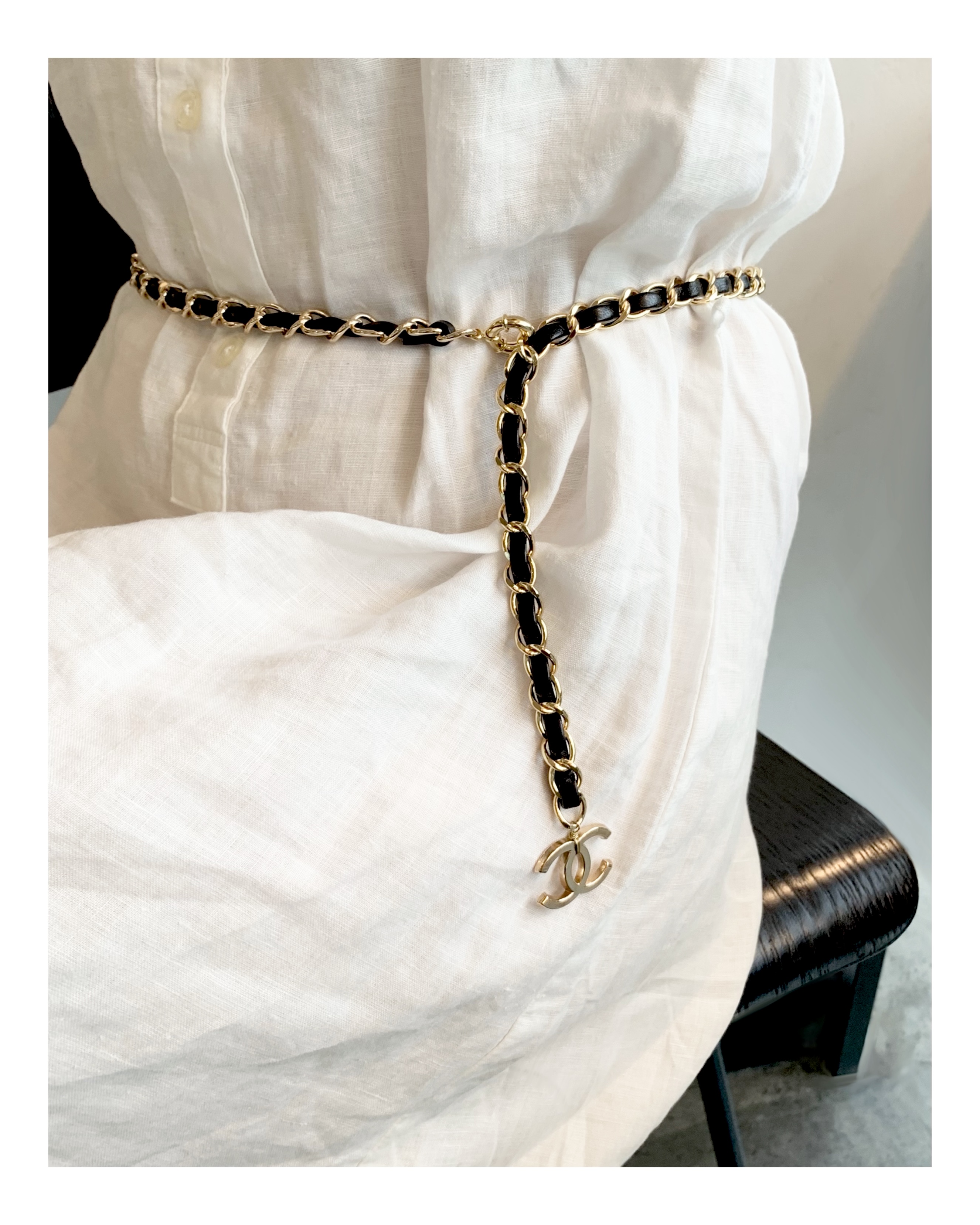CHANEL hanger CC leather chain belt no.14
