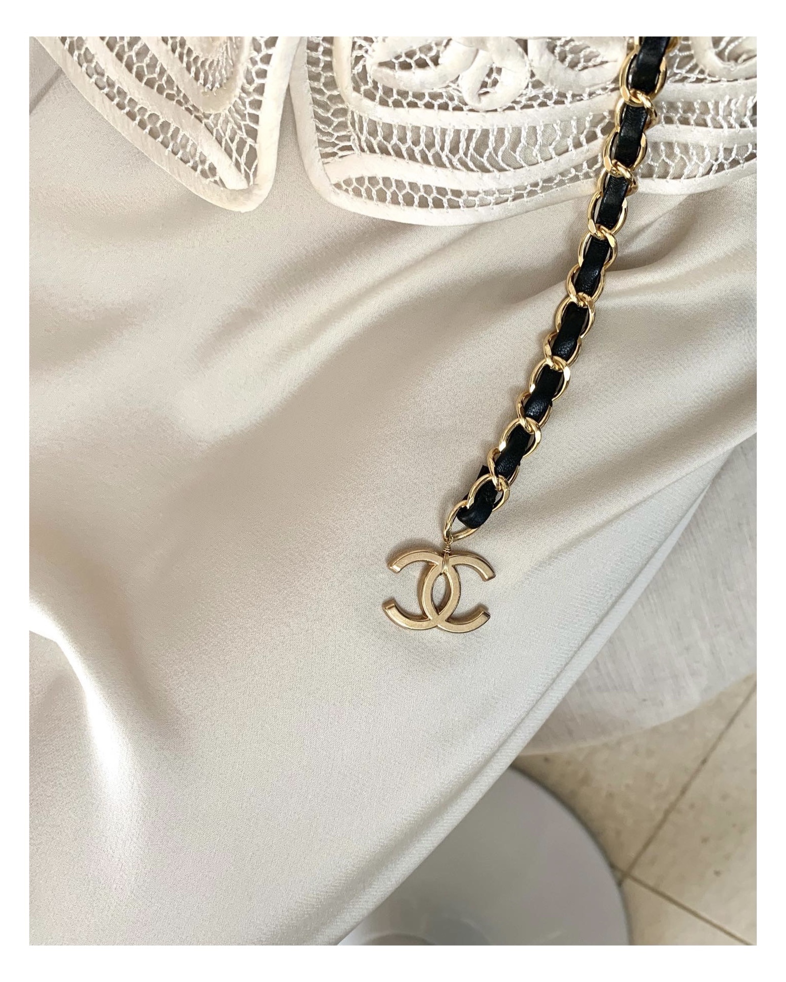 CHANEL hanger CC leather chain belt no.14