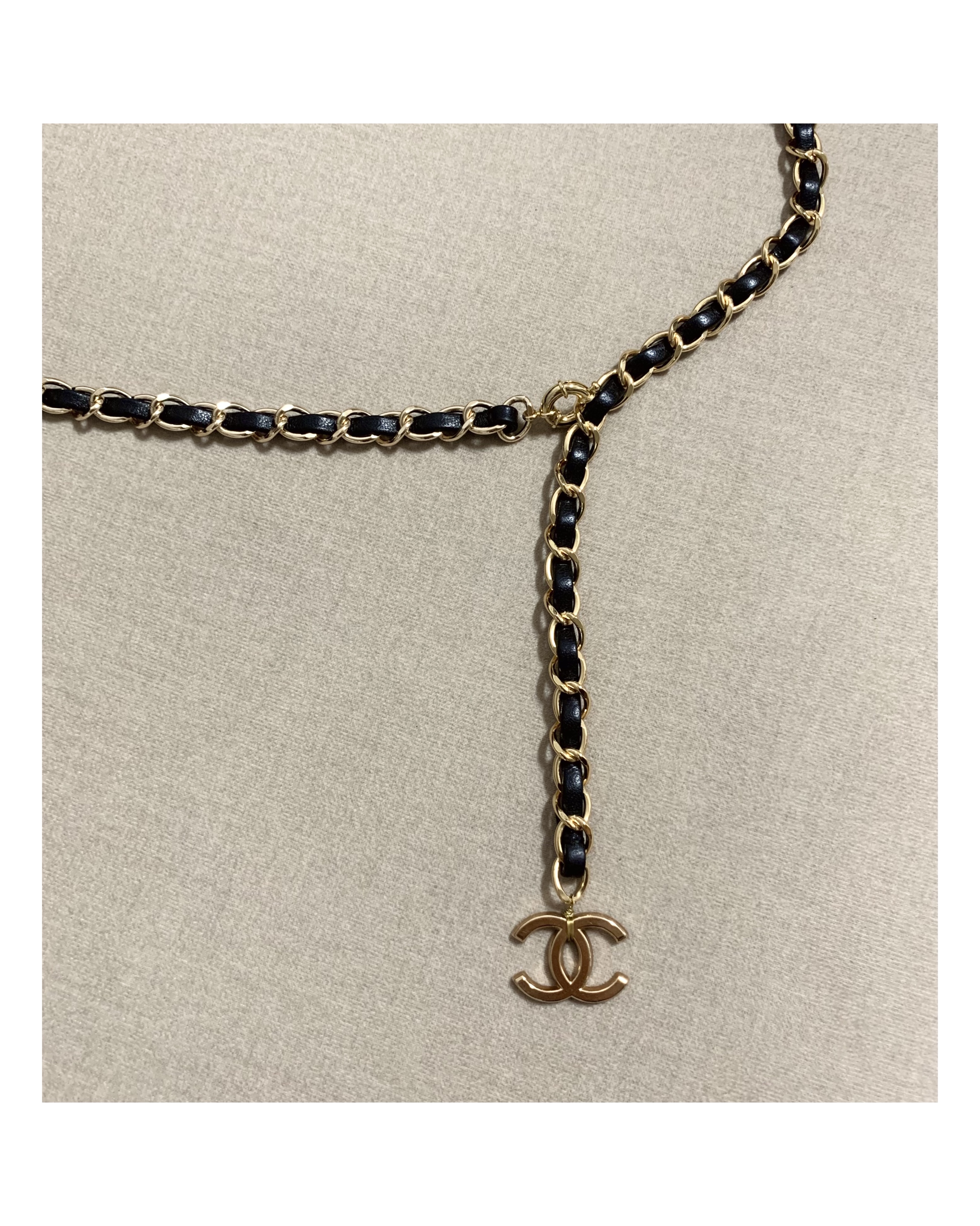 CHANEL hanger CC leather chain belt no.14