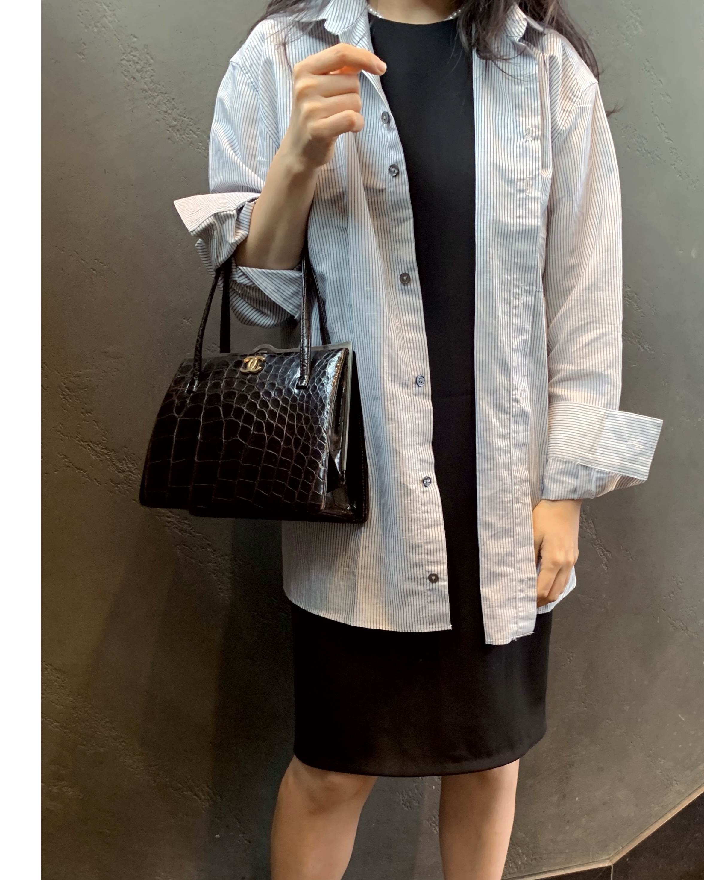GENUINE vintage crocodile bag X CHANEL hanger CC objet no.36