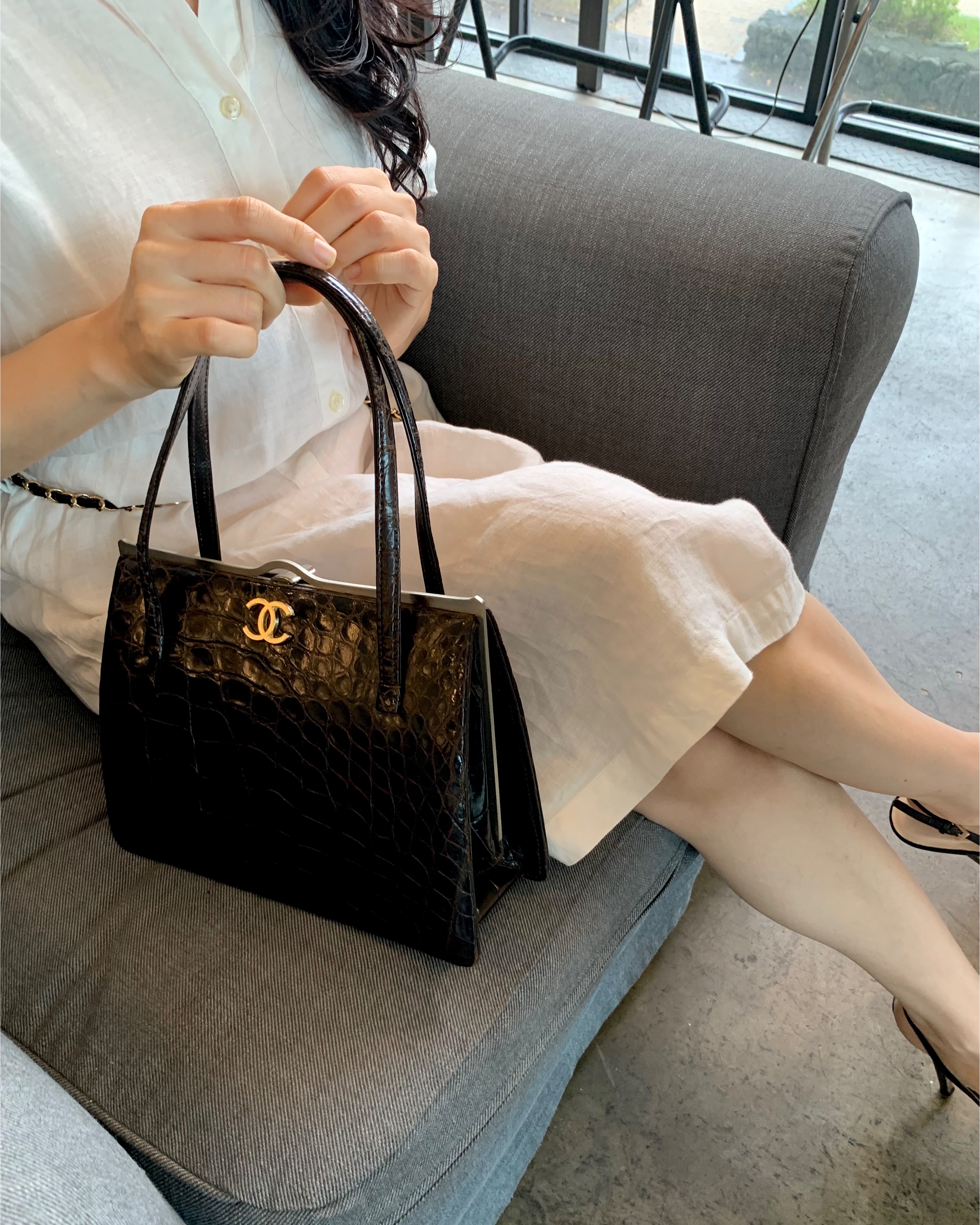 GENUINE vintage crocodile bag X CHANEL hanger CC objet no.36