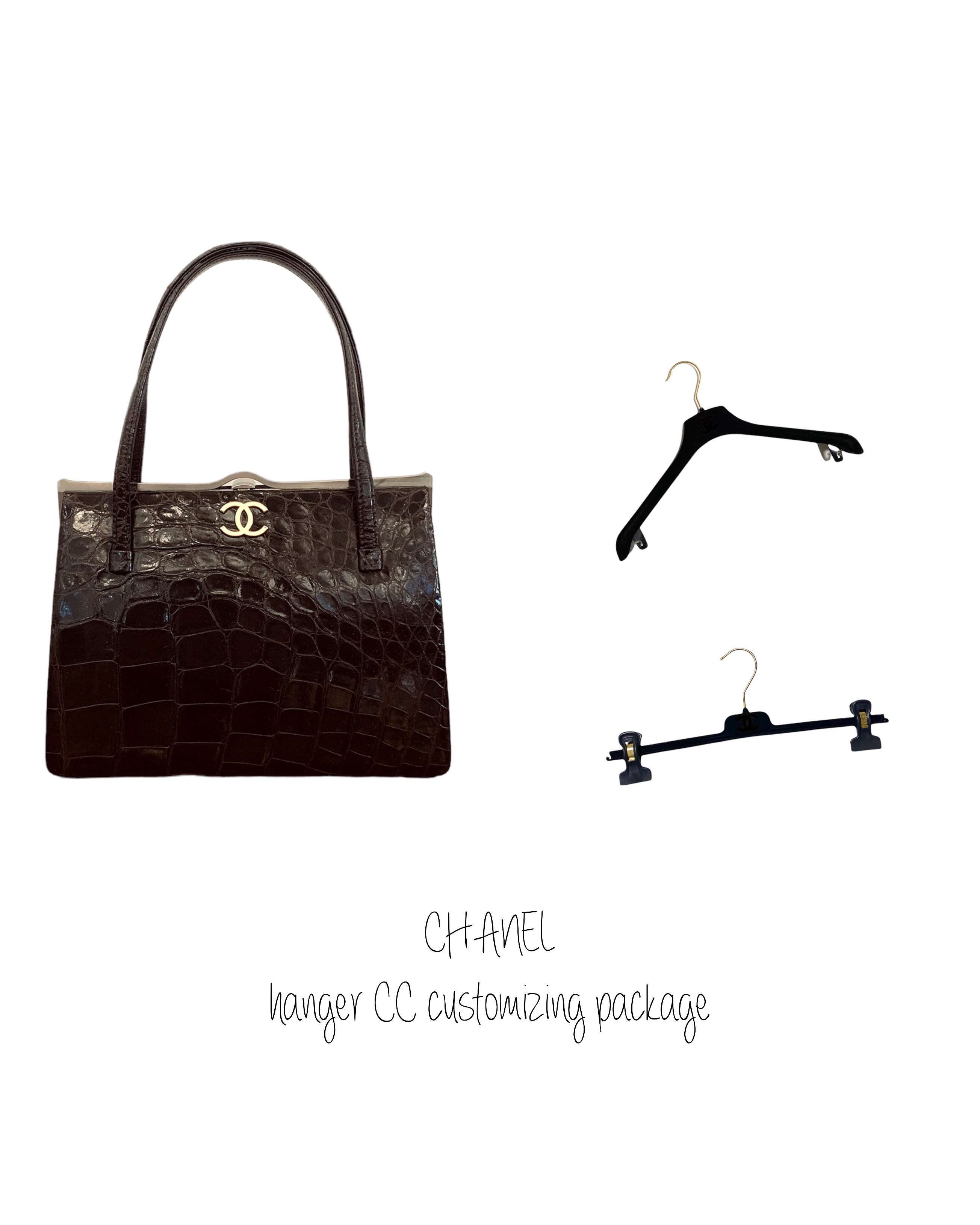 GENUINE vintage crocodile bag X CHANEL hanger CC objet no.36