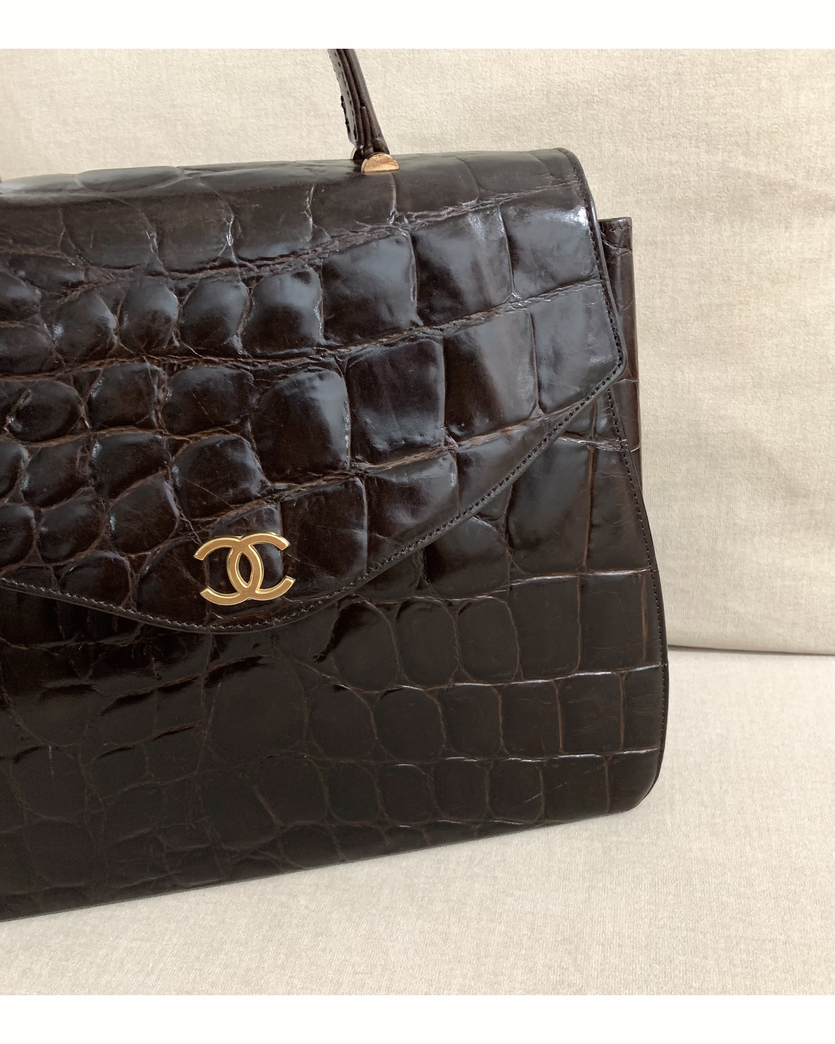 GENUINE vintage crocodile bag X CHANEL hanger CC objet no.38