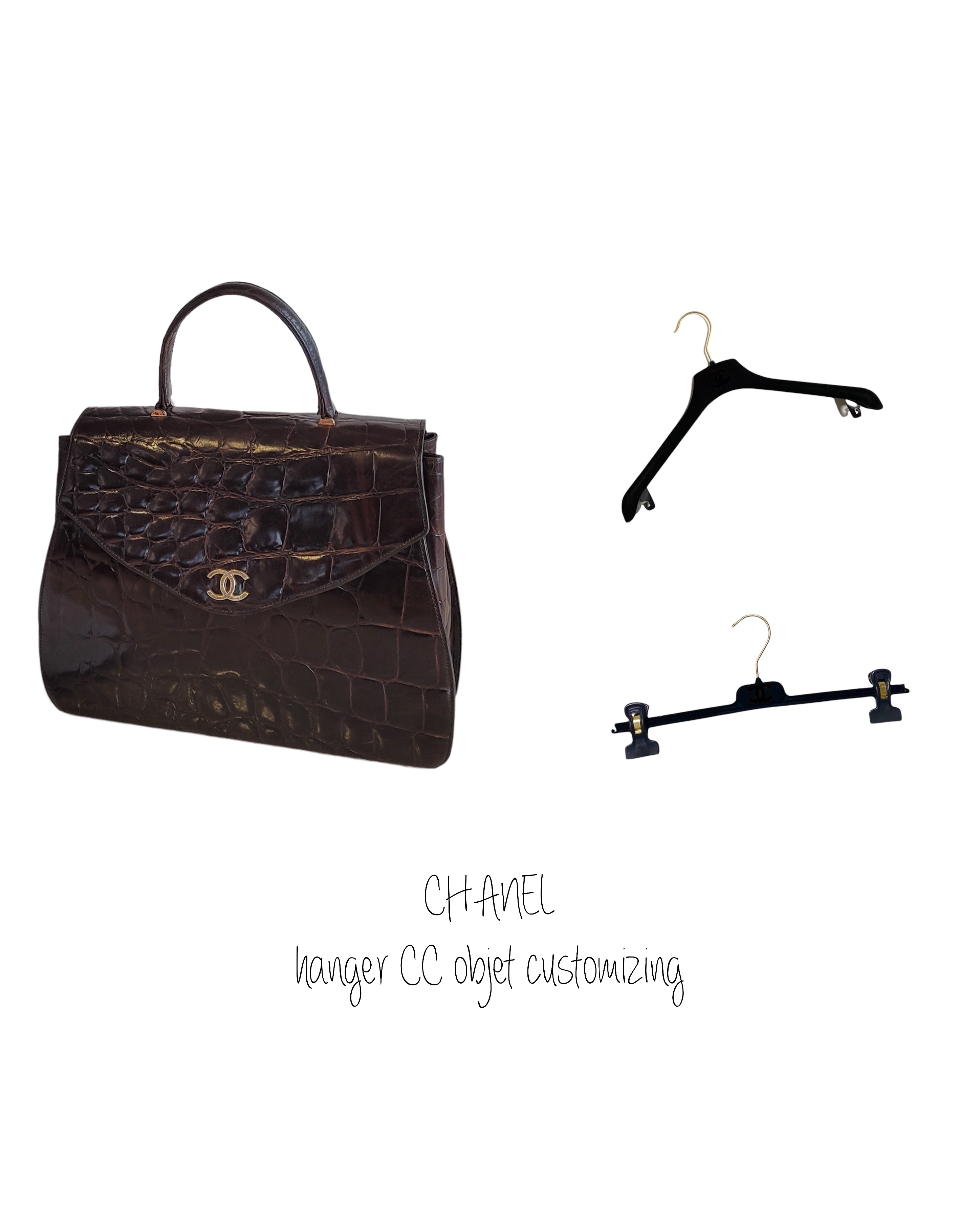 GENUINE vintage crocodile bag X CHANEL hanger CC objet no.38